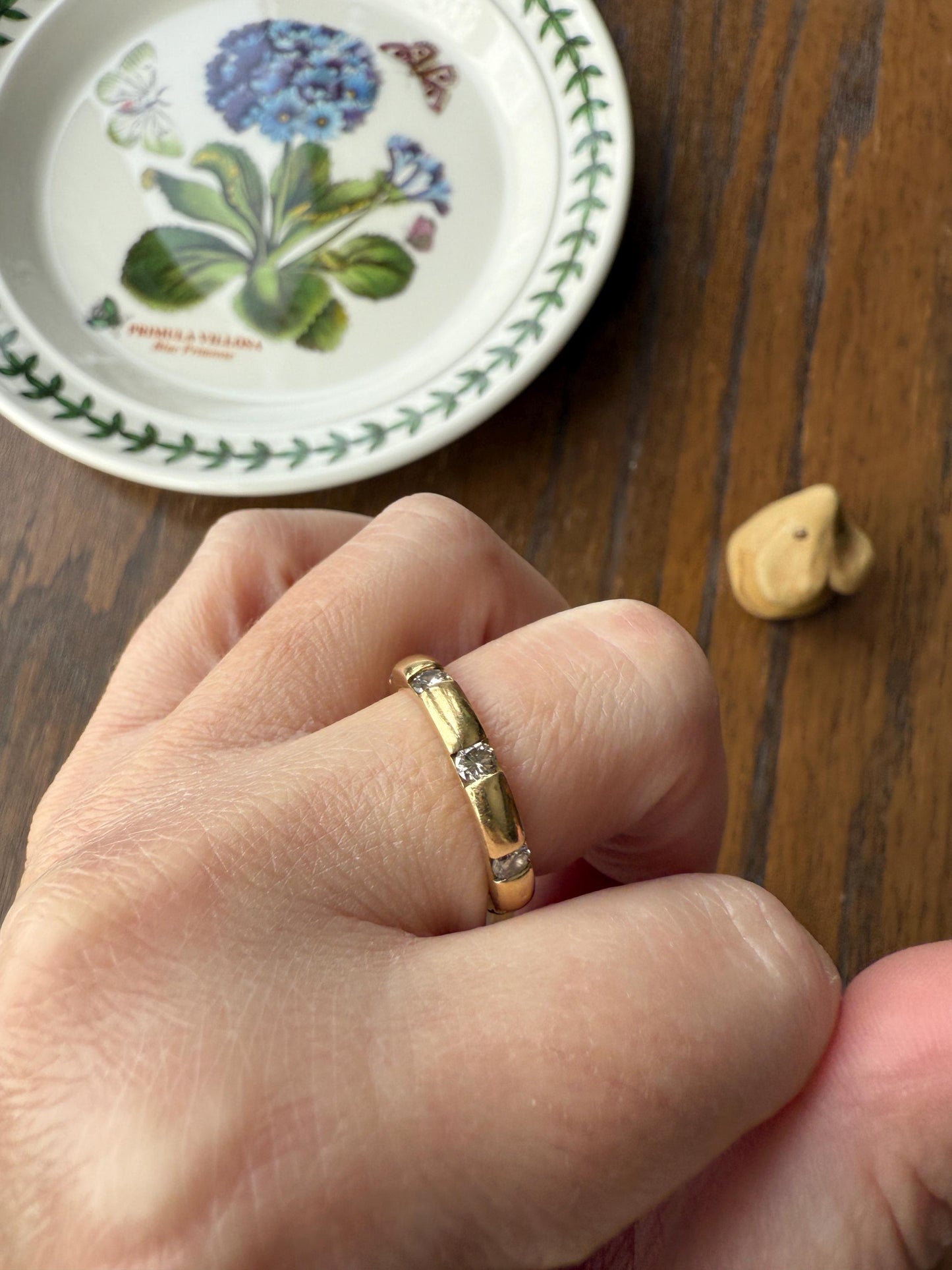 Vintage French 18k Gold Solid Eye Clean .72 Carat Eight Stone Older Brilliant Cut Diamond Chunky Stacker Eternity Band Ring