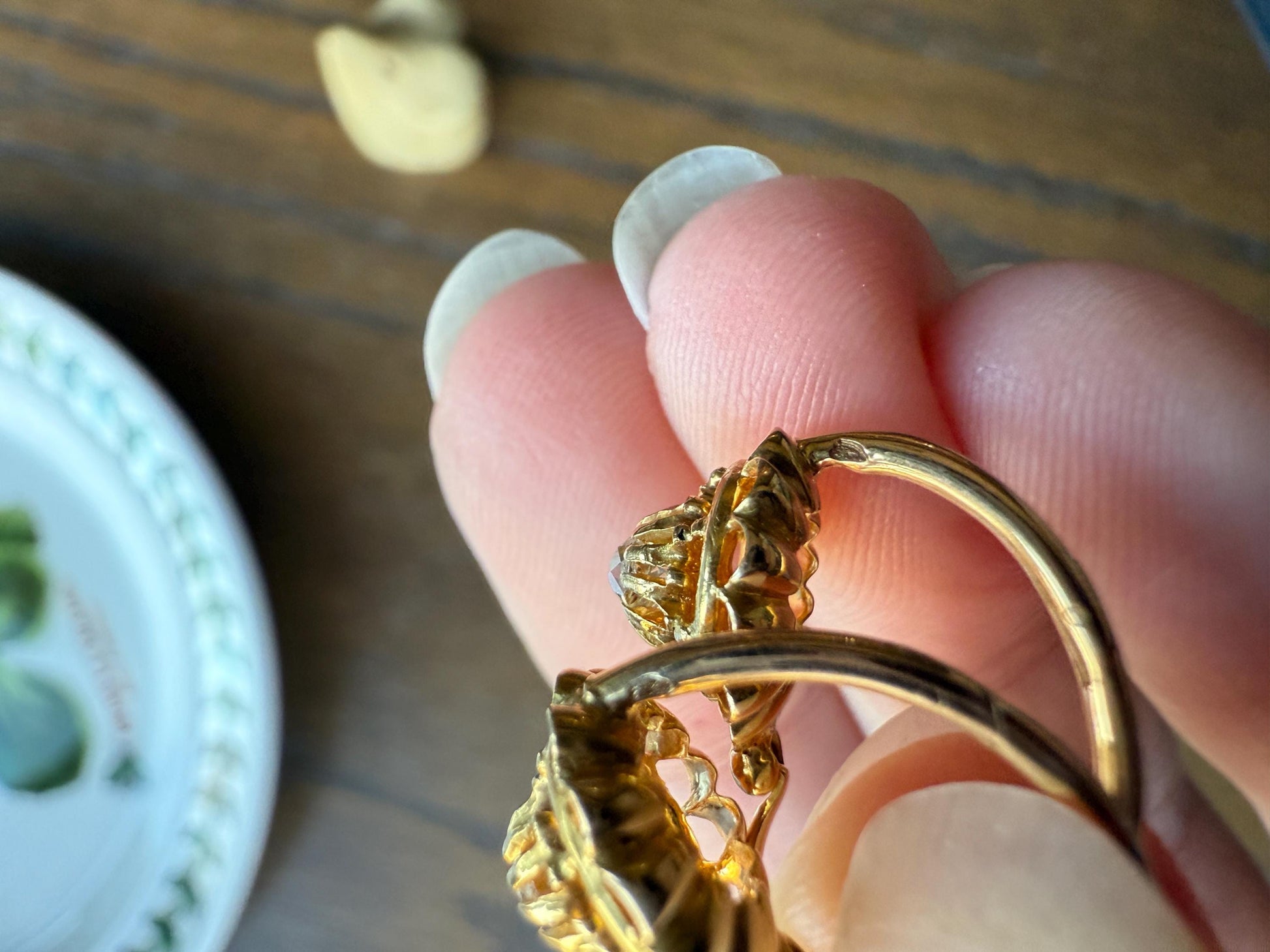 FRENCH Antique Old Mine Cut DiAMOND Buttercup Earrings .4ctw 18k Gold Victorian Dangle Dormeuse Gift Belle Epoque Valentine's Bridal OMC