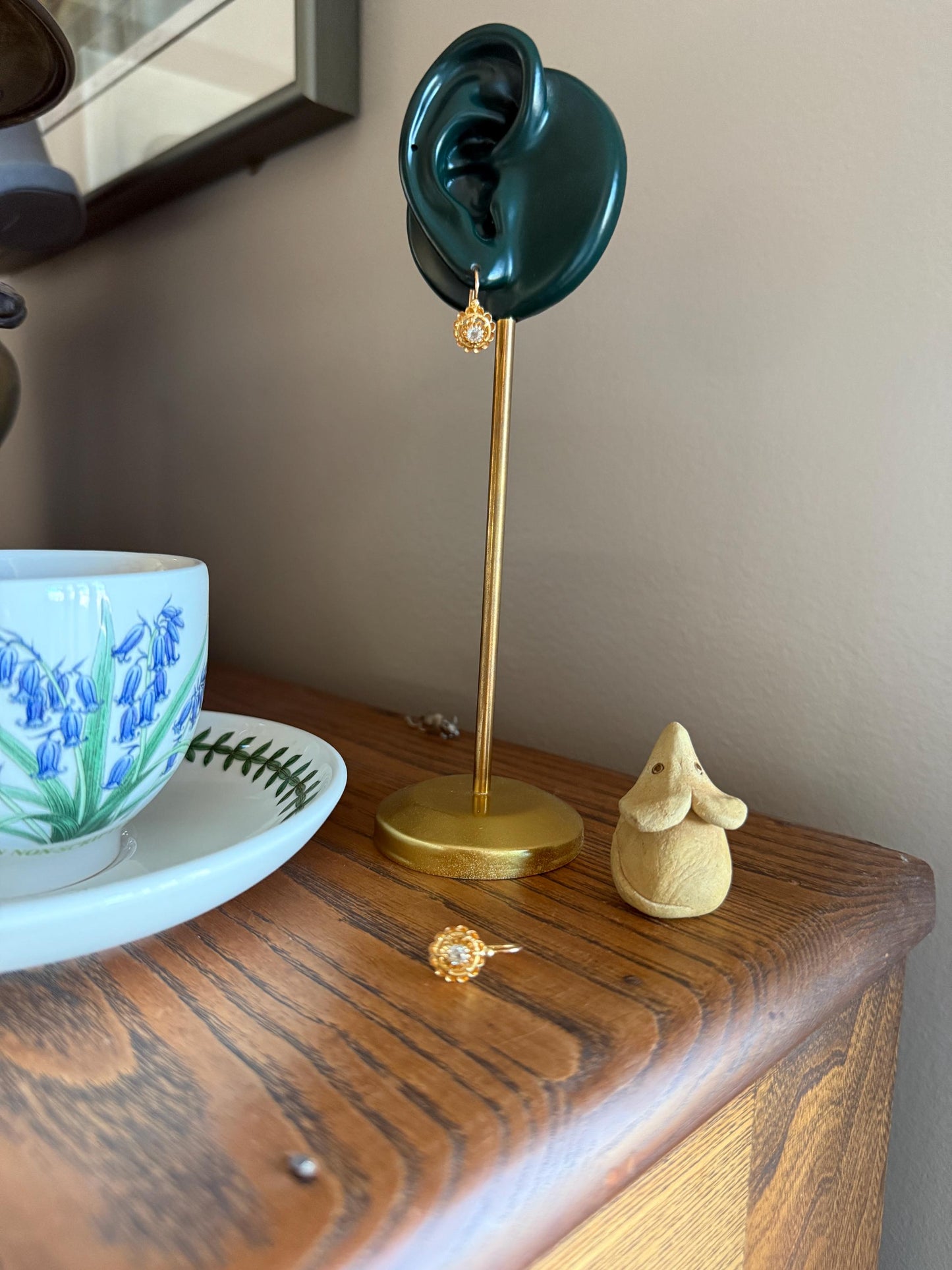 FRENCH Antique Old Mine Cut DiAMOND Buttercup Earrings .4ctw 18k Gold Victorian Dangle Dormeuse Gift Belle Epoque Valentine's Bridal OMC