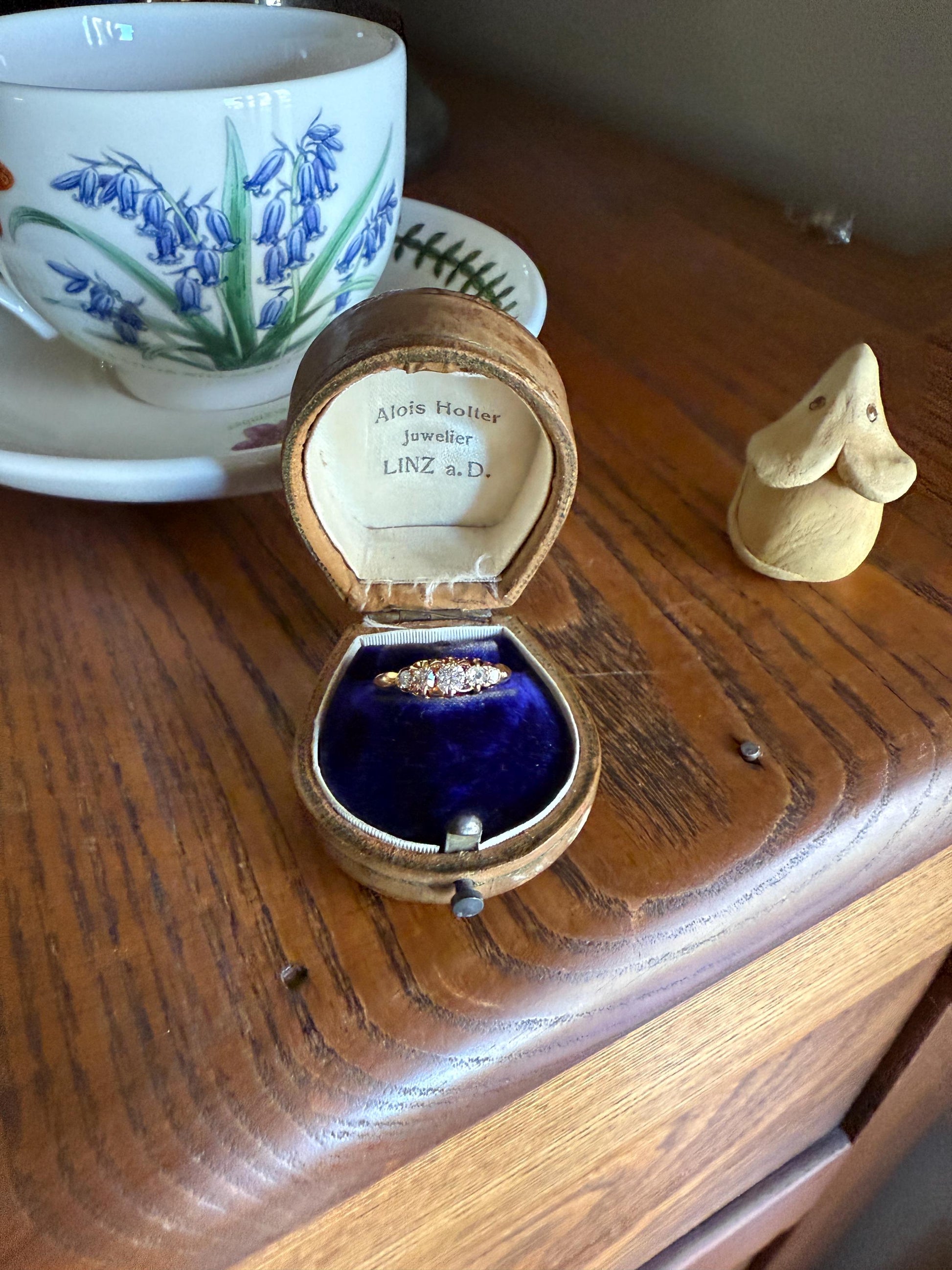 Five Stone Tapered c1889 Old Mine Cut Diamond ANTIQUE Band Ring .5 Carat Buttercup 18k GOLD Victorian Stacker Romantic Gift .5Ctw OMC