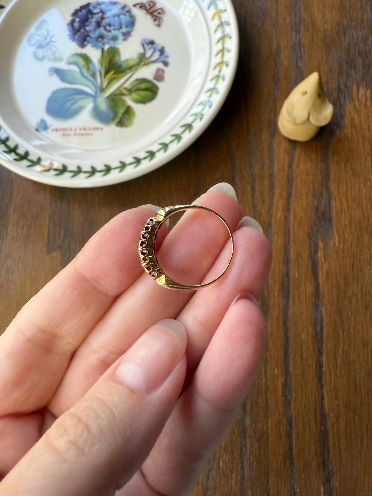 Five Stone Tapered c1889 Old Mine Cut Diamond ANTIQUE Band Ring .5 Carat Buttercup 18k GOLD Victorian Stacker Romantic Gift .5Ctw OMC