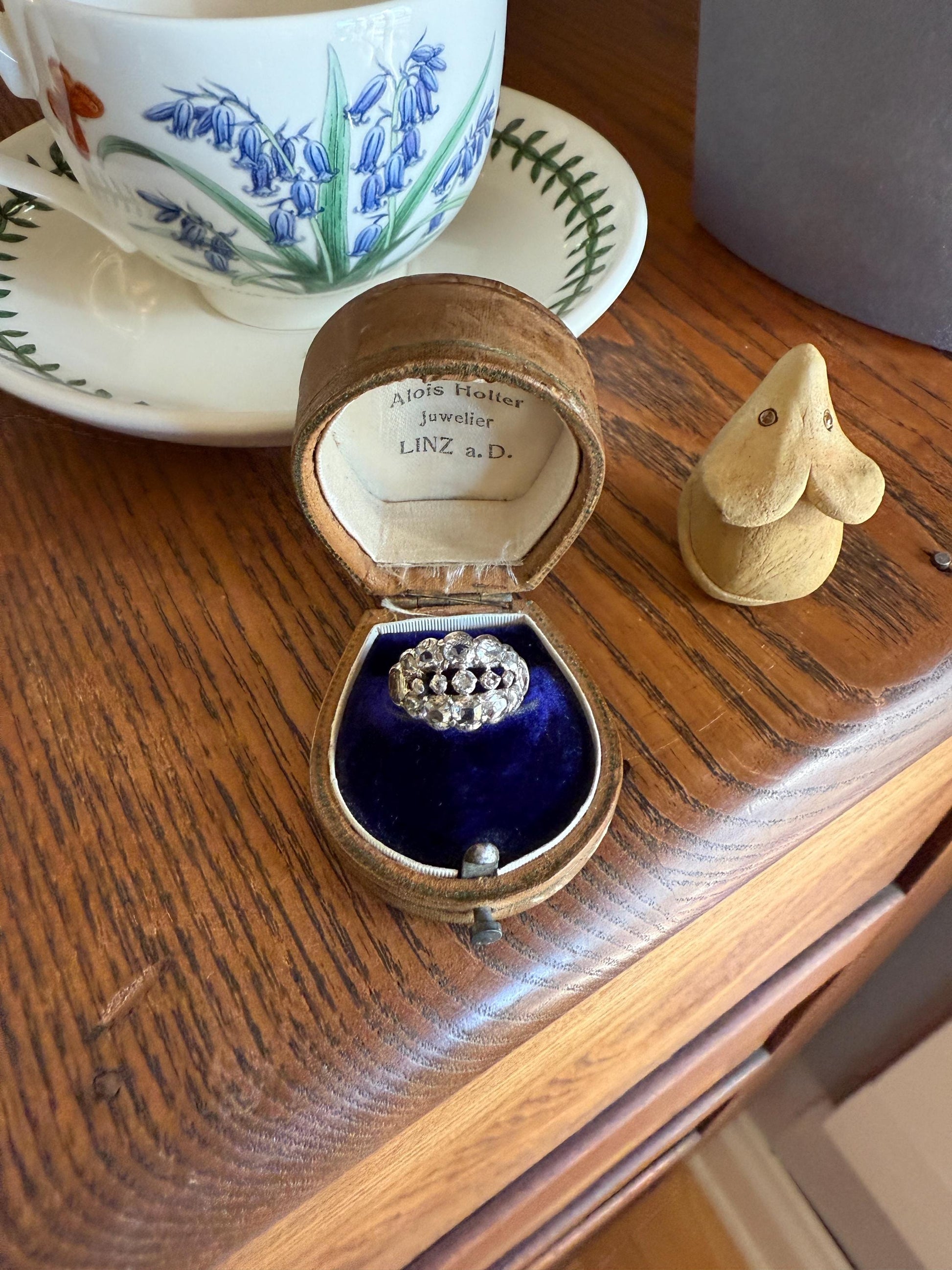 UNIQUE Mixed Old Cut DIAMOND Georgian Era Triple Row Ring Rose Table Old Mine Cut Combo 14k Gold Silver Open Back Stacker Ooak Gift