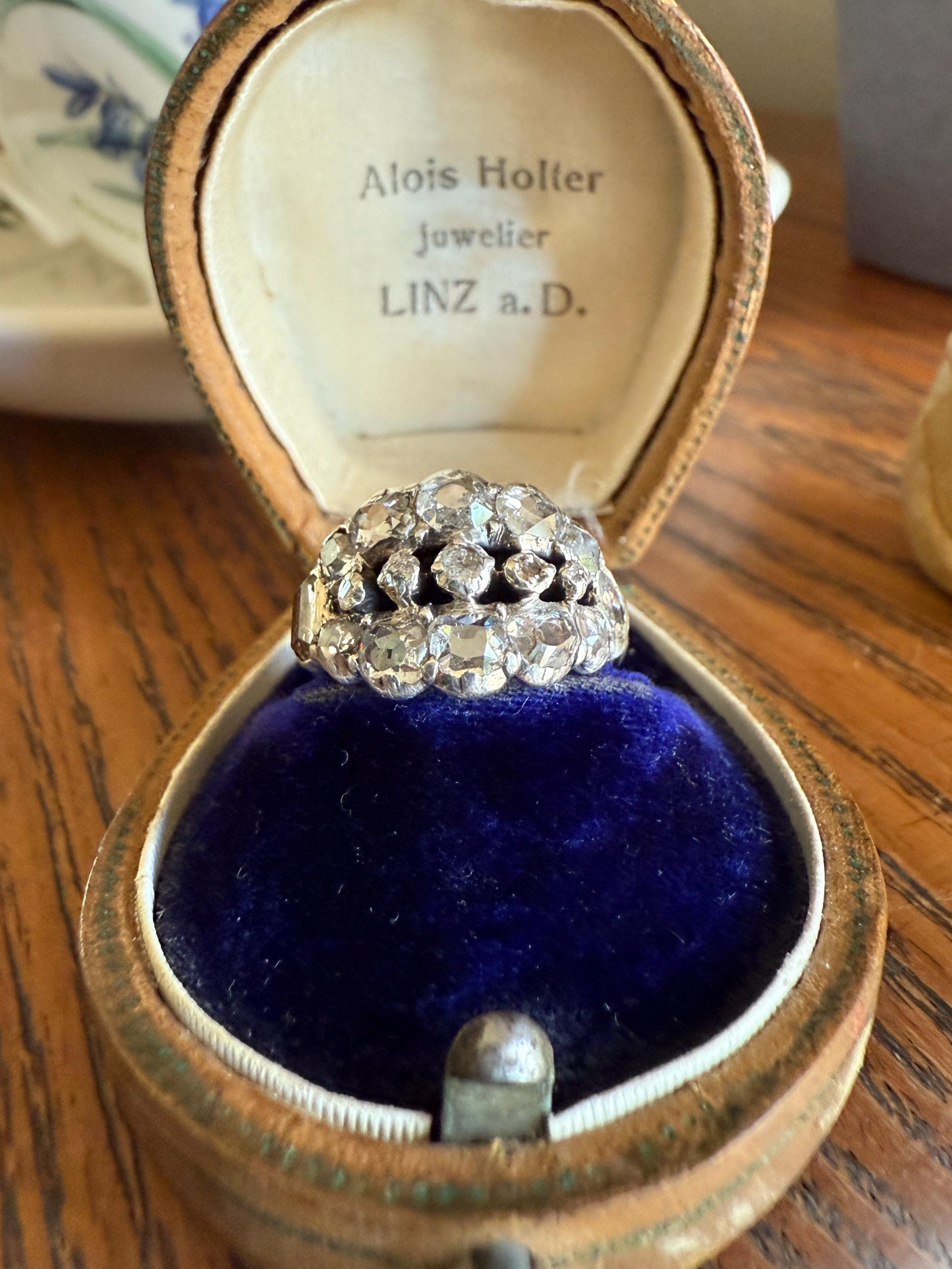 UNIQUE Mixed Old Cut DIAMOND Georgian Era Triple Row Ring Rose Table Old Mine Cut Combo 14k Gold Silver Open Back Stacker Ooak Gift