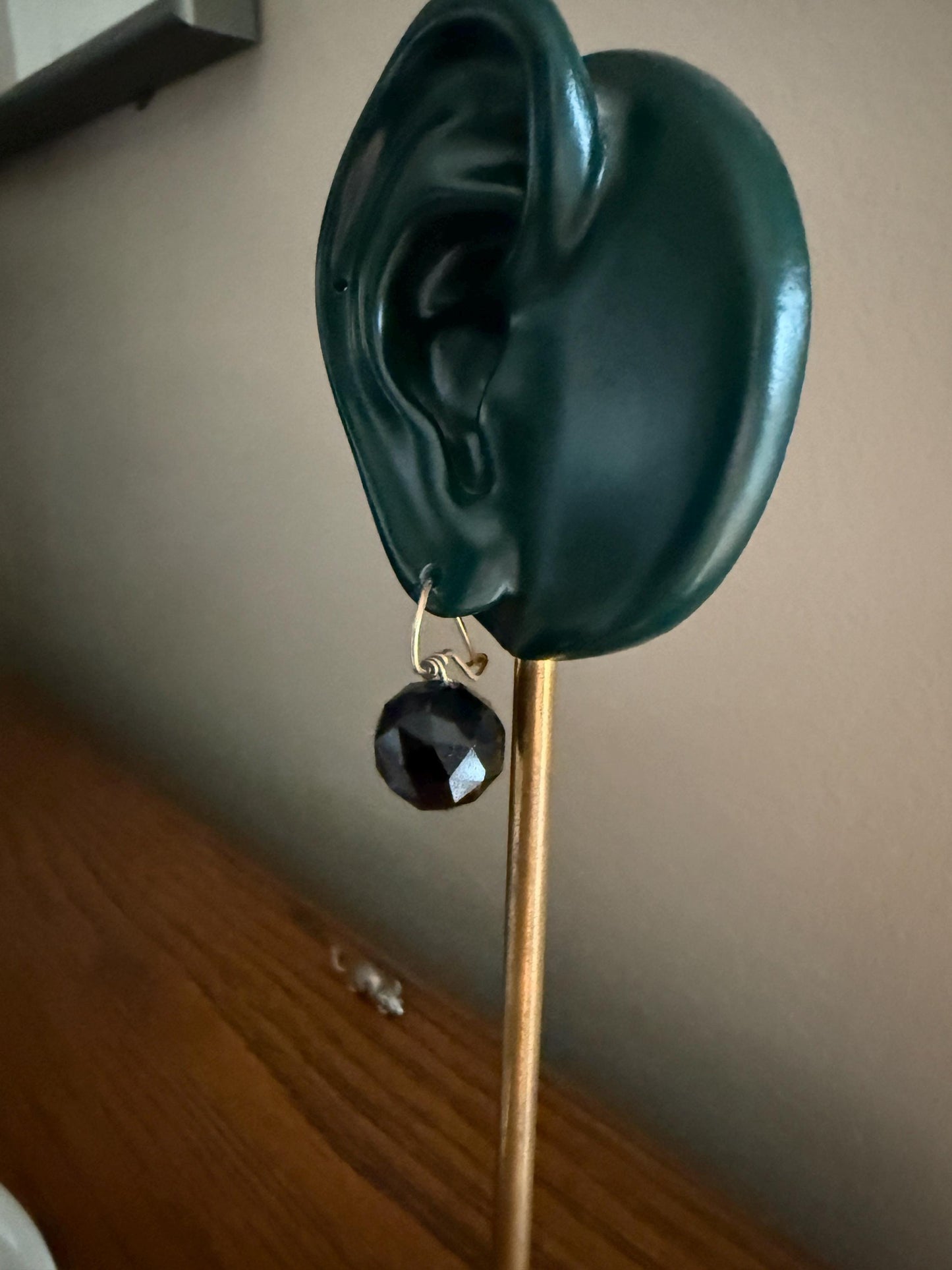 Black Onyx or Jet ? DISCO Ball 3D Sphere Victorian Antique Earrings Gold Fill Dangle Bold Holiday Statement Danglers