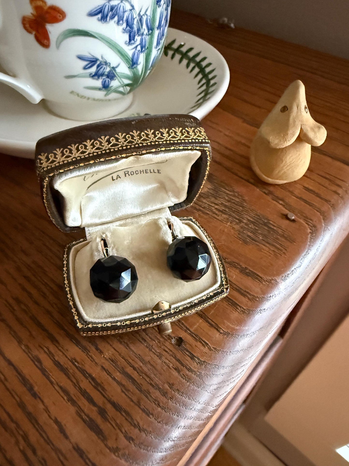 Black Onyx or Jet ? DISCO Ball 3D Sphere Victorian Antique Earrings Gold Fill Dangle Bold Holiday Statement Danglers