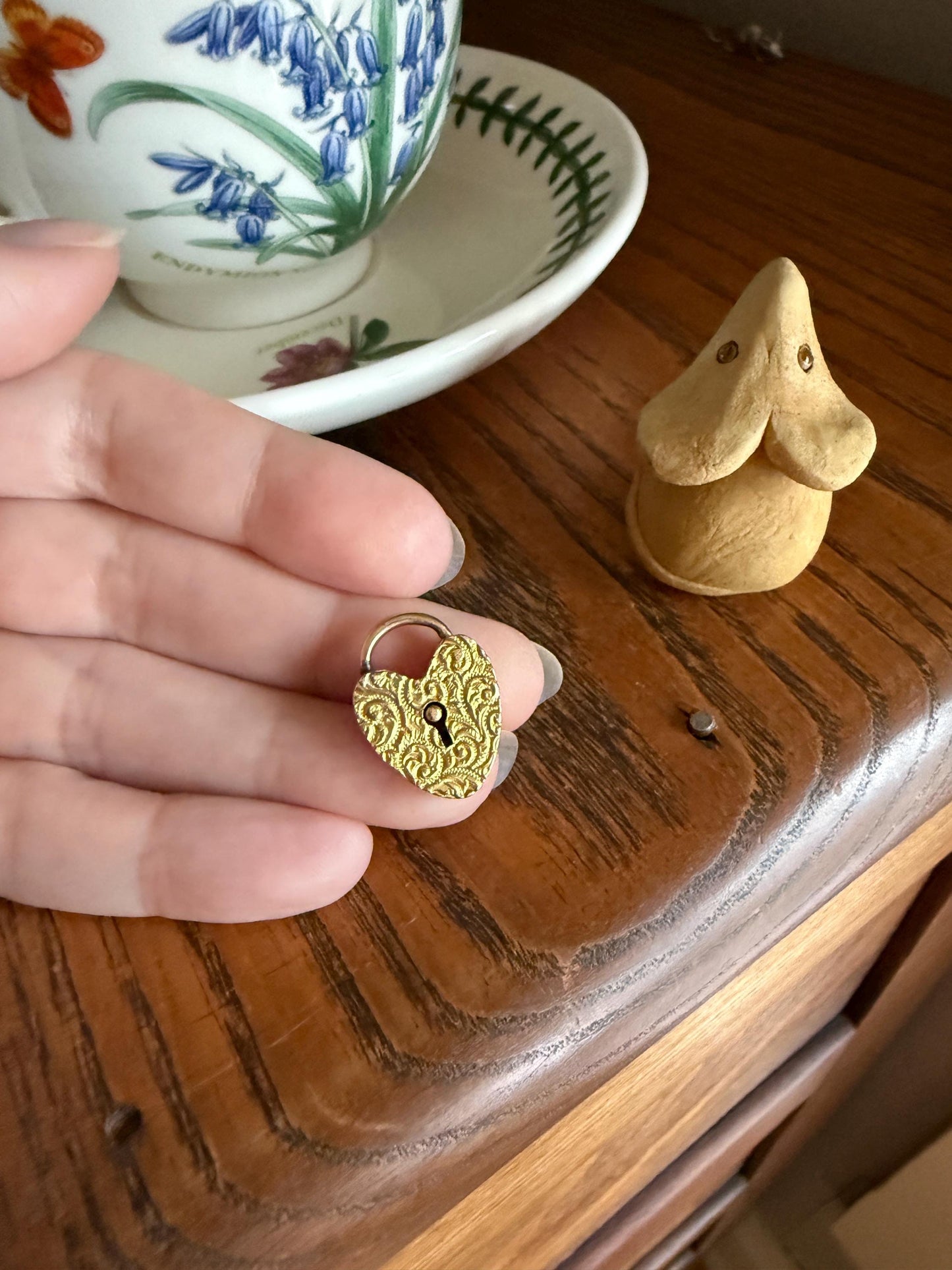 Alice's HEART PADLOCK Pendant from Val in 1895 Victorian Dated Engraved Ornate Embossed Pendant Charm Figural Romantic Gift Connector 3D