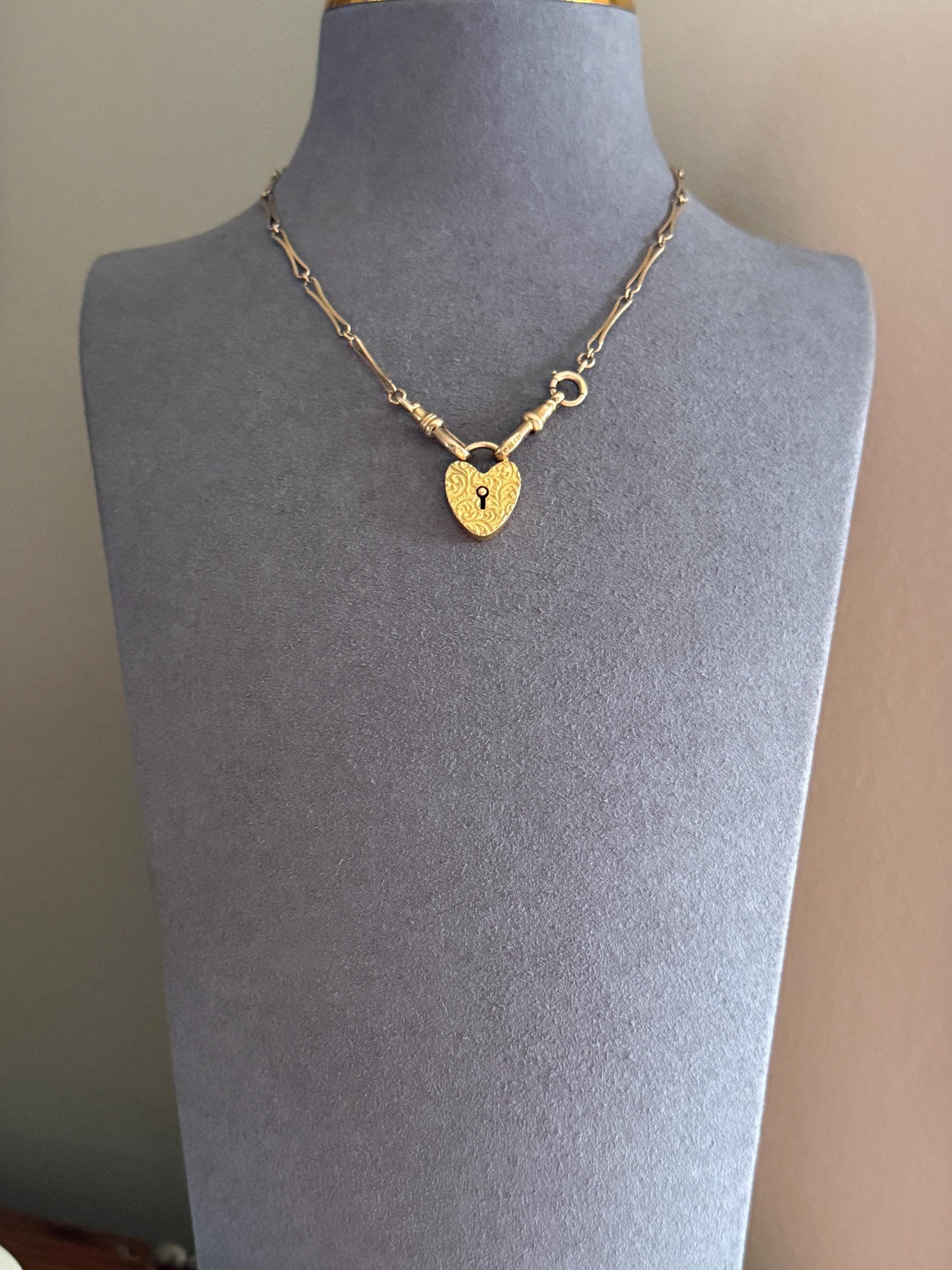 Alice's HEART PADLOCK Pendant from Val in 1895 Victorian Dated Engraved Ornate Embossed Pendant Charm Figural Romantic Gift Connector 3D