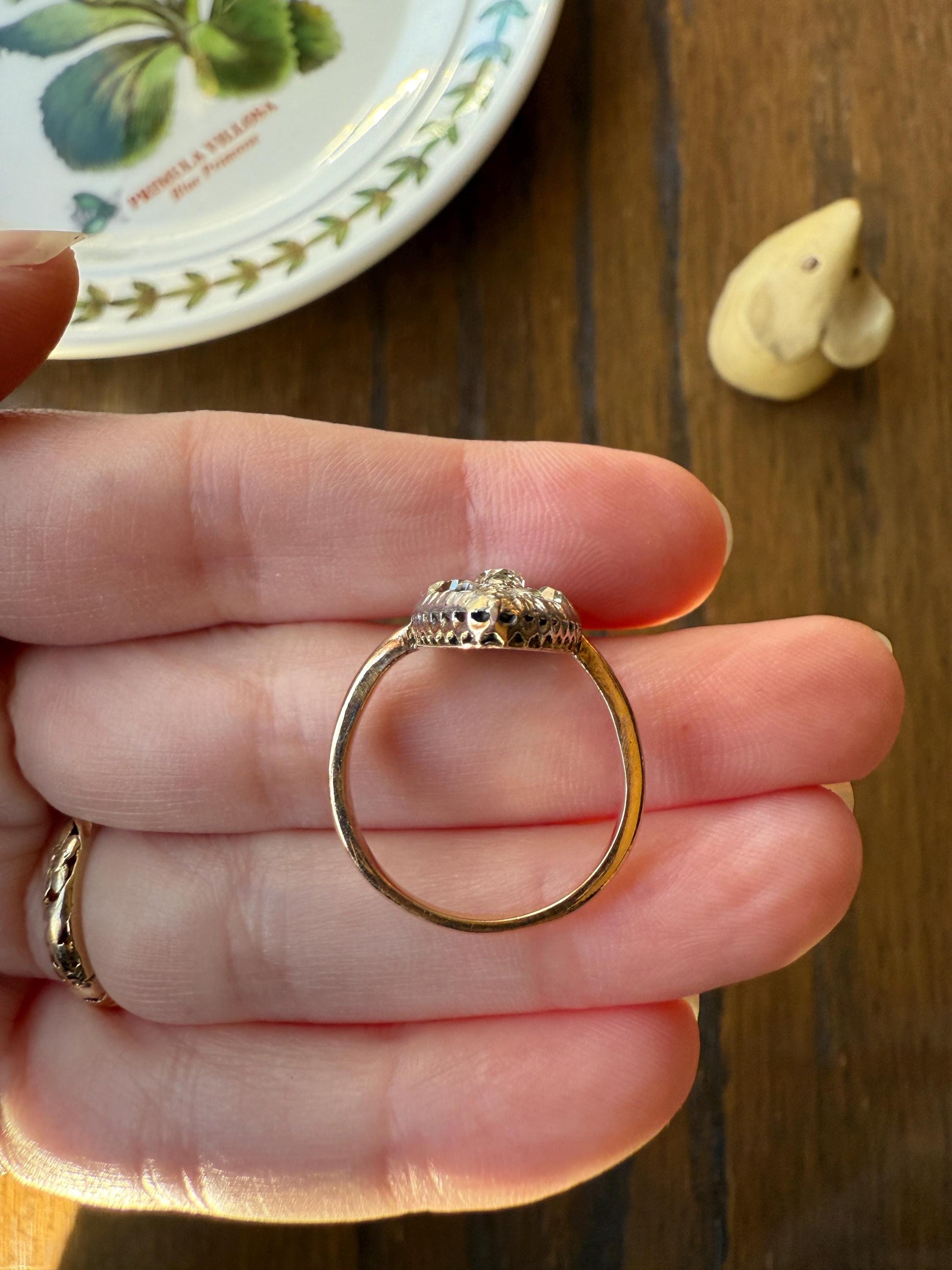 Antique 1.5 Carat Mixed Rose Old Mine Cut DIAMOND Navette Ring Champagne Light Brown Green Yellow Chunky Cluster 18k Gold Silver Cobblestone