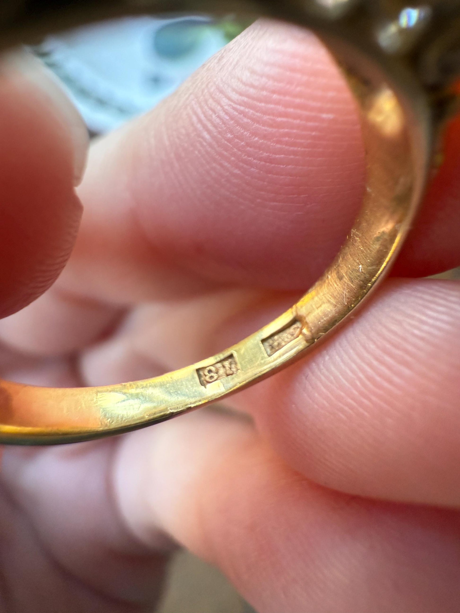 Victorian 2.75 Carats Antique Old Mine Cut Diamond Five Stone Ring Gemset Prong Spacers 18k Gold Rare Chunky Ornate Band