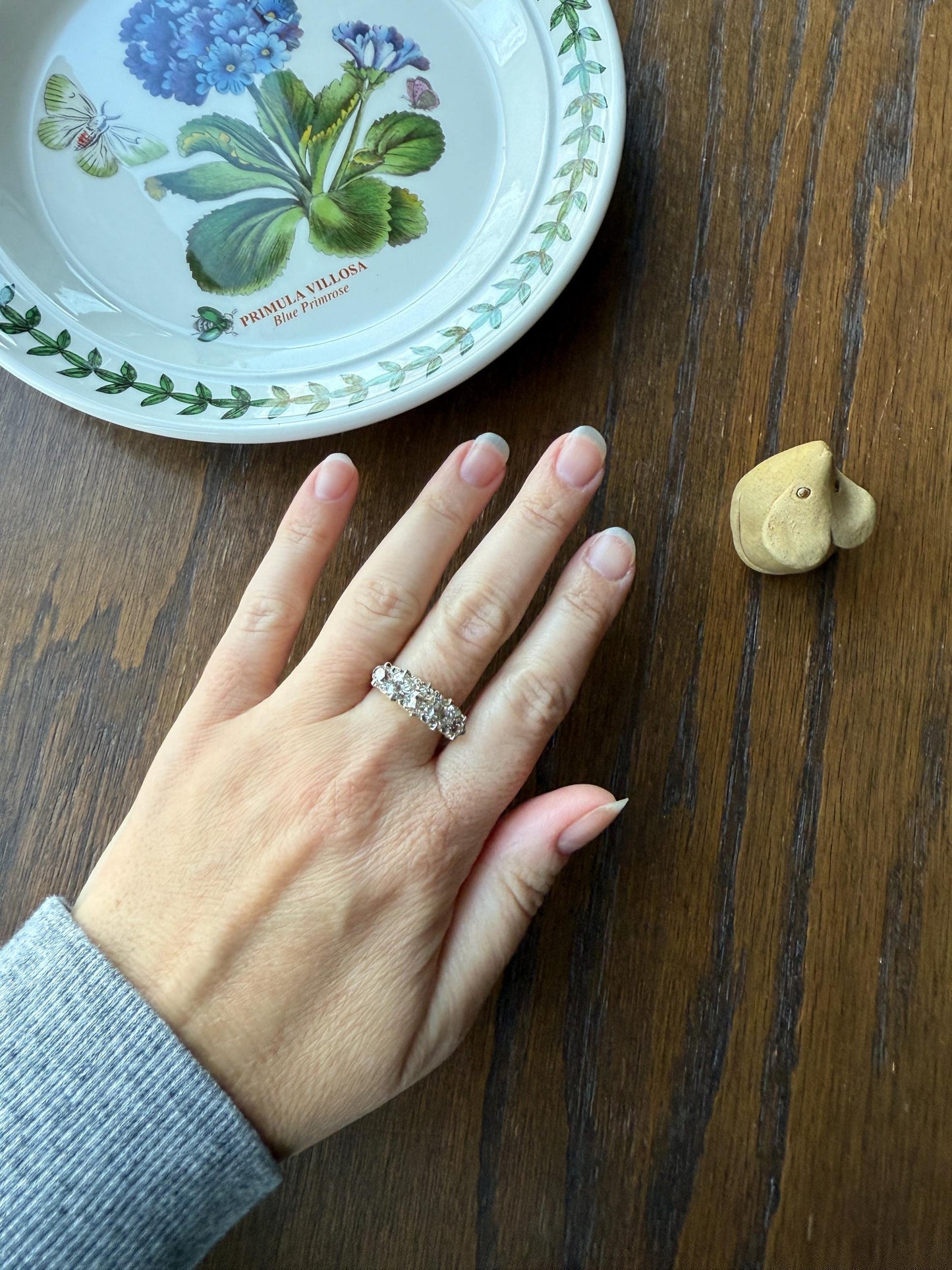 Victorian 2.75 Carats Antique Old Mine Cut Diamond Five Stone Ring Gemset Prong Spacers 18k Gold Rare Chunky Ornate Band