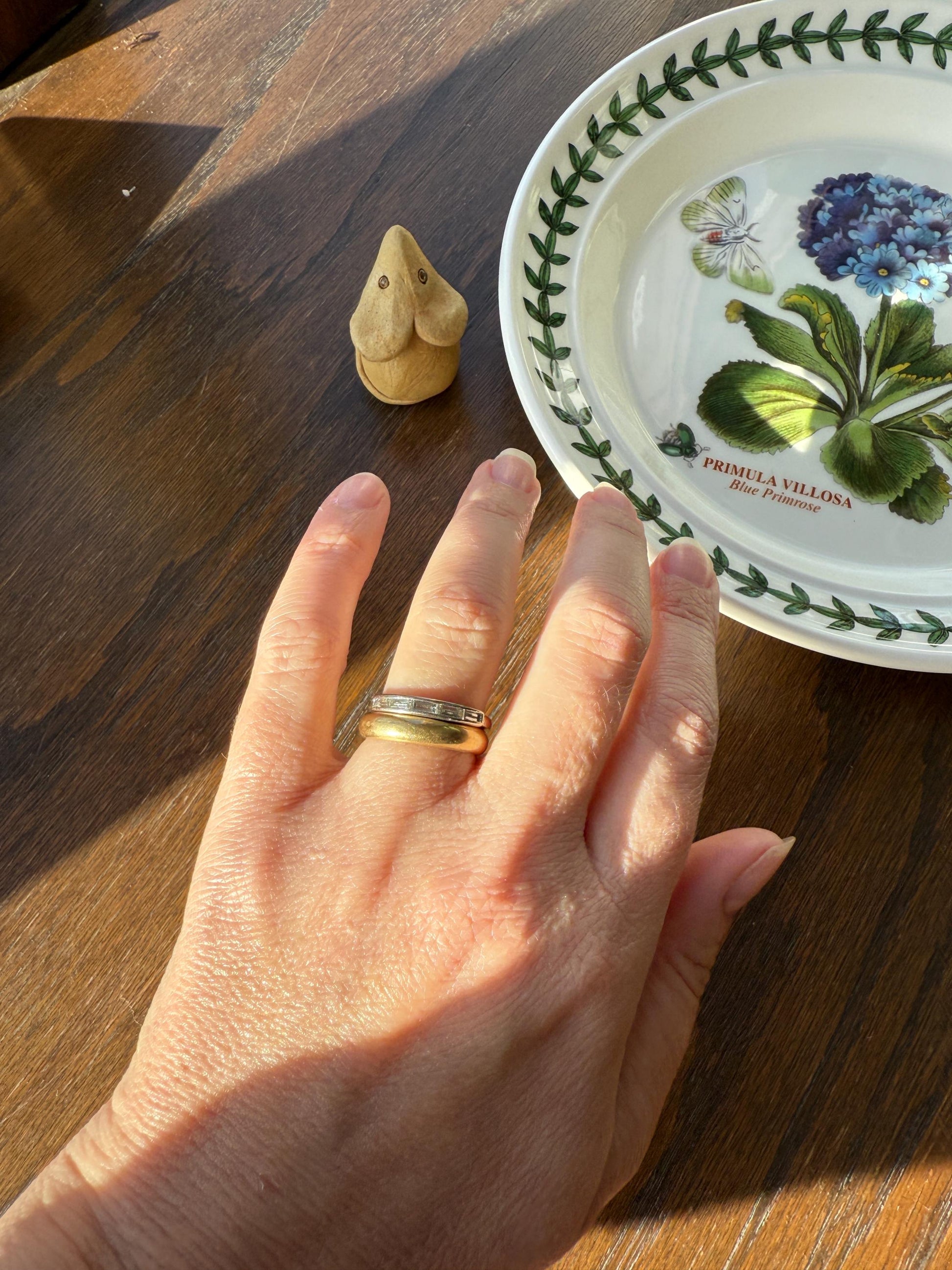 Vintage 18k White Gold Solid Eye Clean East West Five Stone Baguette Diamond Ring Skinny Stacker Band