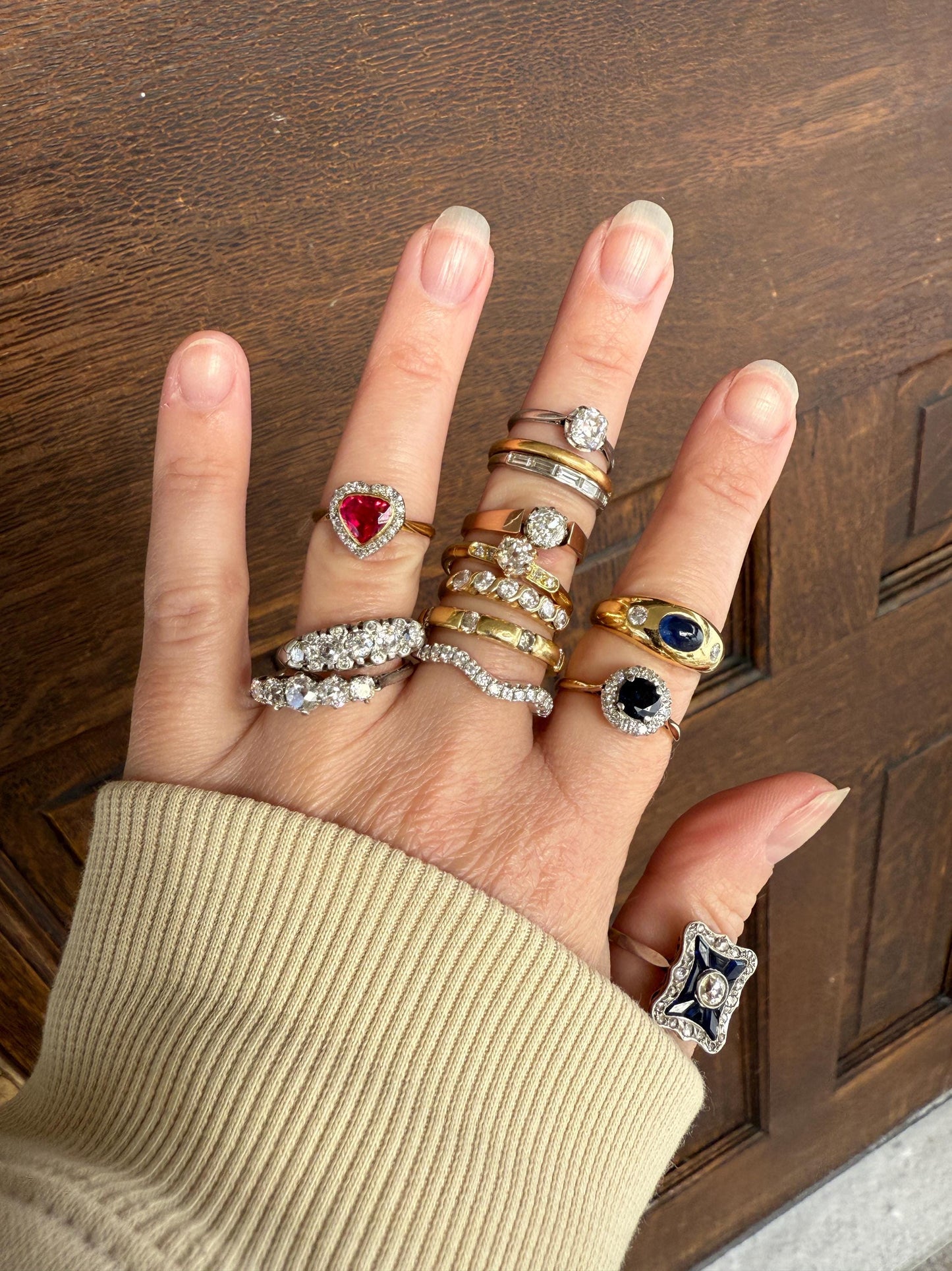 Classic Antique .87 Carat Eye Clean Old Mine Cut Diamond 18k Rosy Gold French Victorian Engagement Ring Solitaire Band Stacker