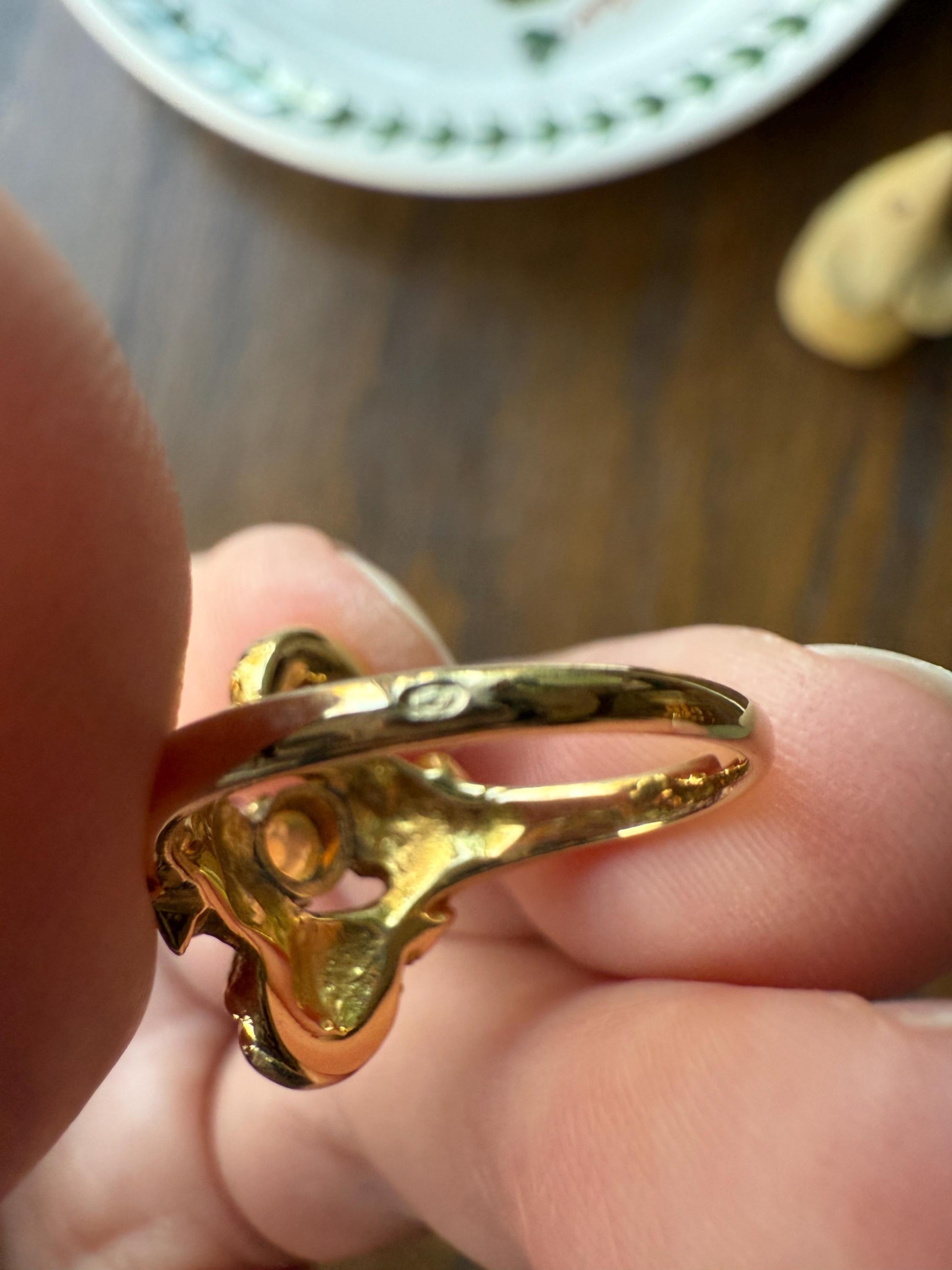 French Antique Figural ROSE Leaf Bud Opal 18k Gold Ring Floral Art Nouveau Belle Epoque Romantic Gift Flower Sweet Stacker