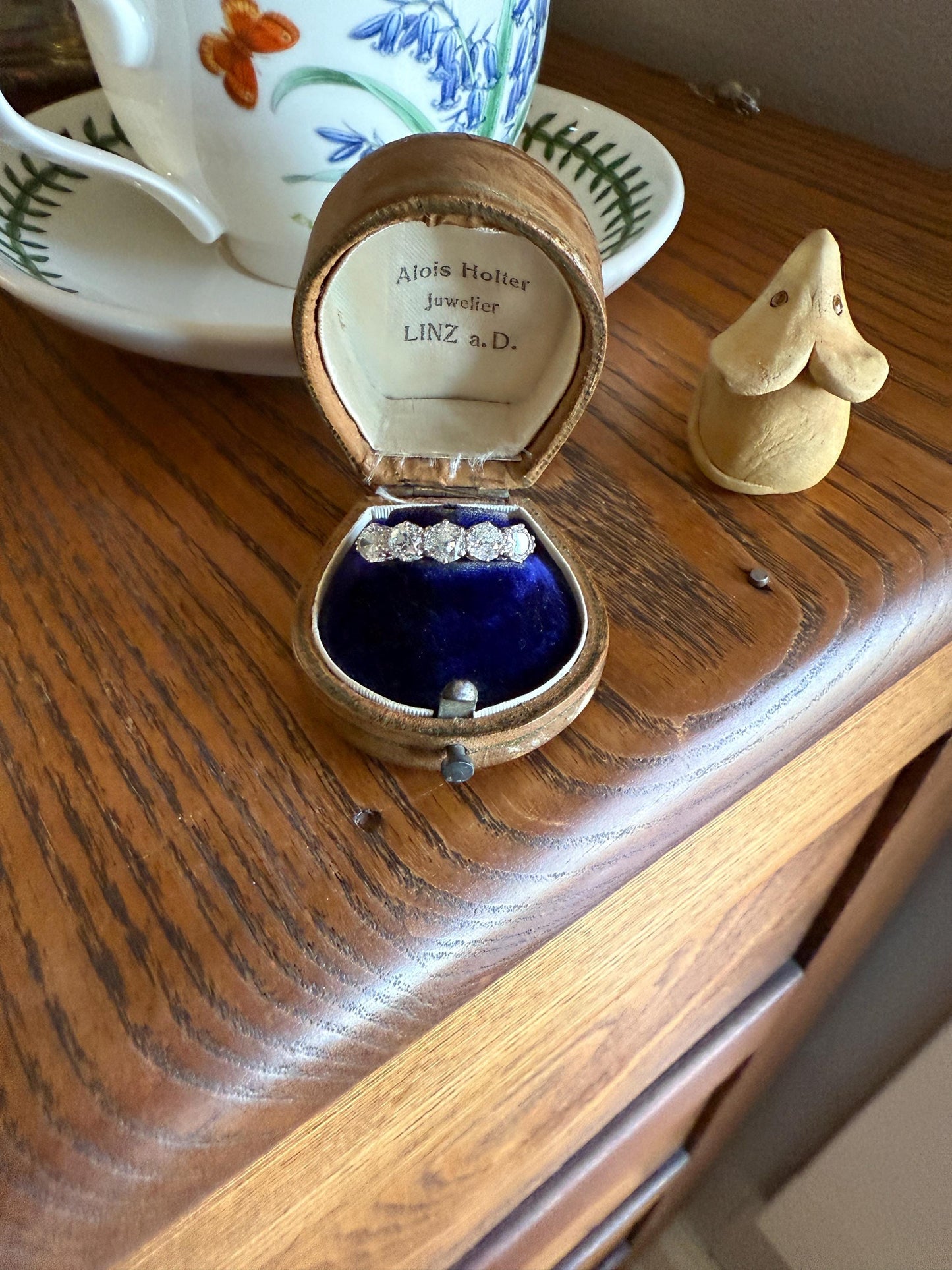 Antique 1.9 Carat DIAMOND Uniform Five Stone Band Stacker Ring 18k Gold Wedding Prong Set Stacker Half Hoop Linear Victorian Edwardian