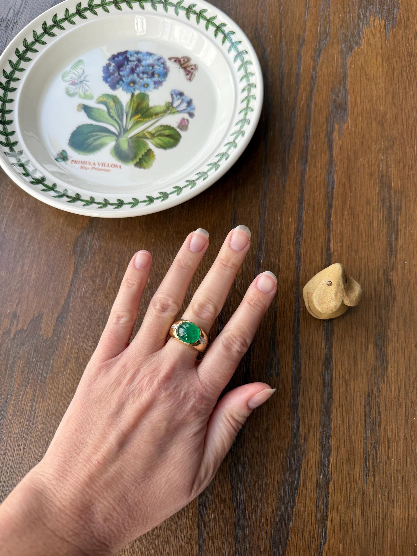 Chunky Green EMERALD East West Green Dome Princess Cut DIAMOND 11g 18k Gold Gypsy Ring French Wide Band Natural Geometric Unique Heavy