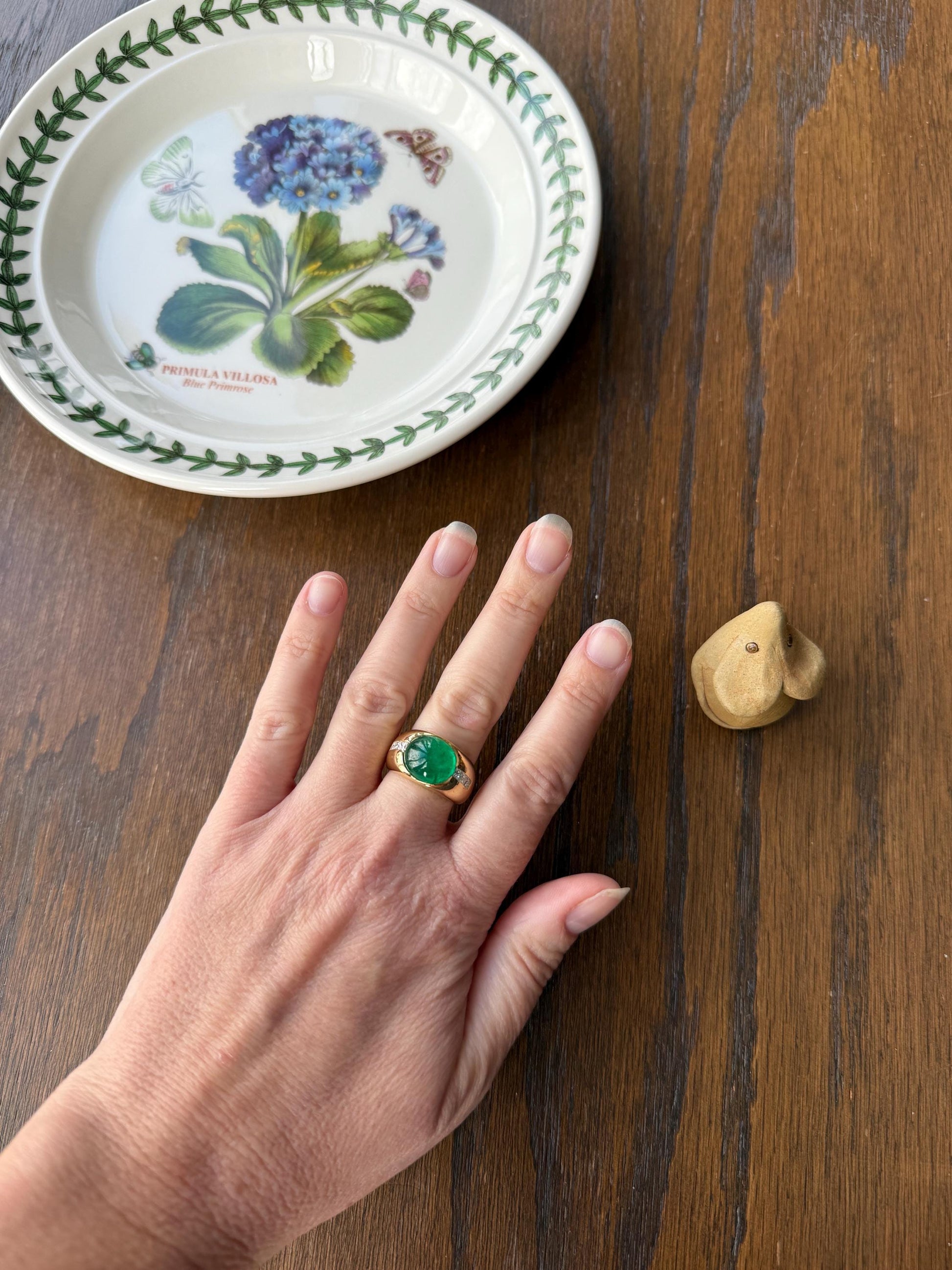 Chunky Green EMERALD East West Green Dome Princess Cut DIAMOND 11g 18k Gold Gypsy Ring French Wide Band Natural Geometric Unique Heavy