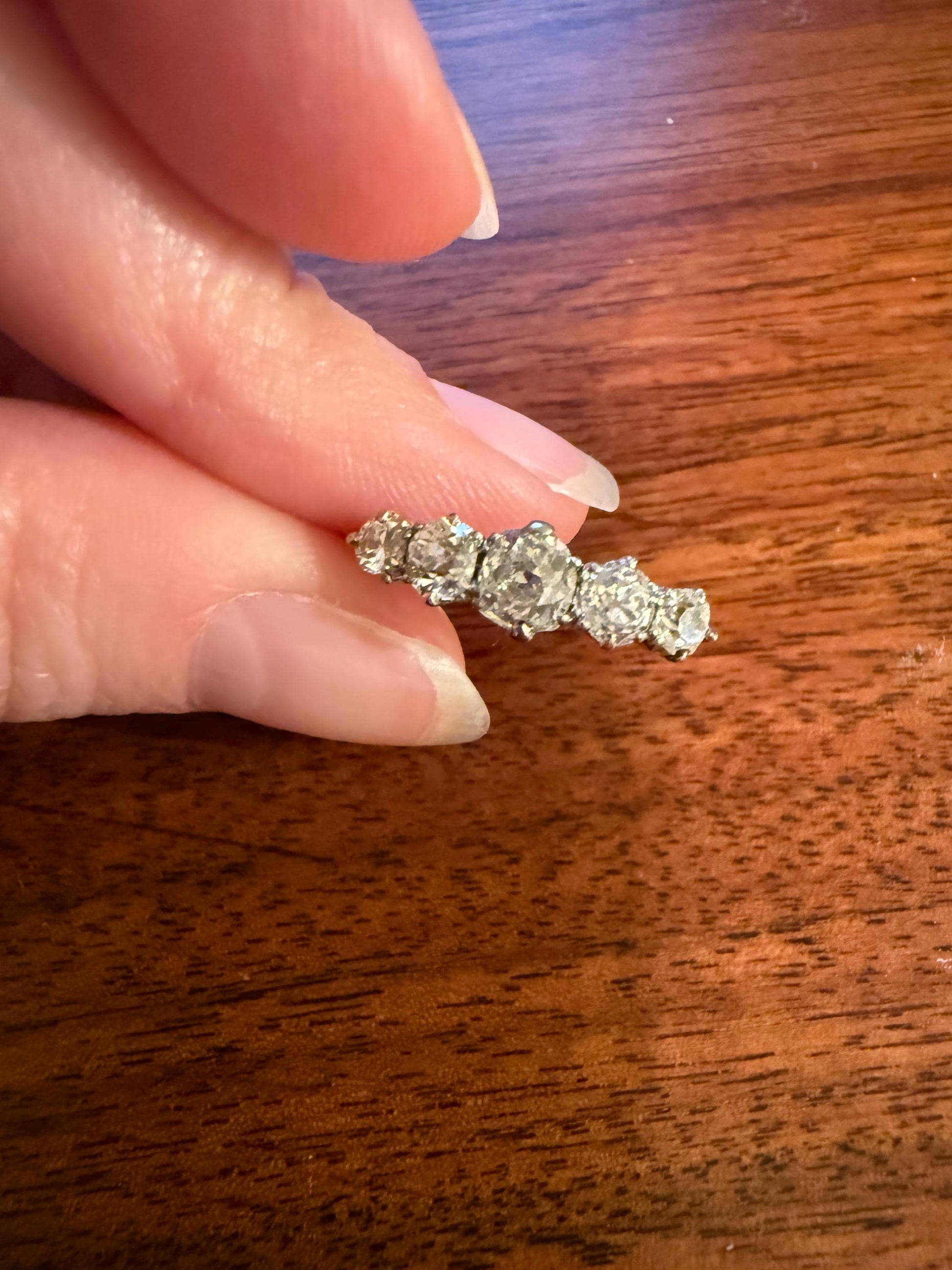 Antique 1.25 Carat Old Mine Cut DIAMOND Five Stone Band Stacker Ring Platinum Wedding Prong Set Stacker Victorian Edwardian