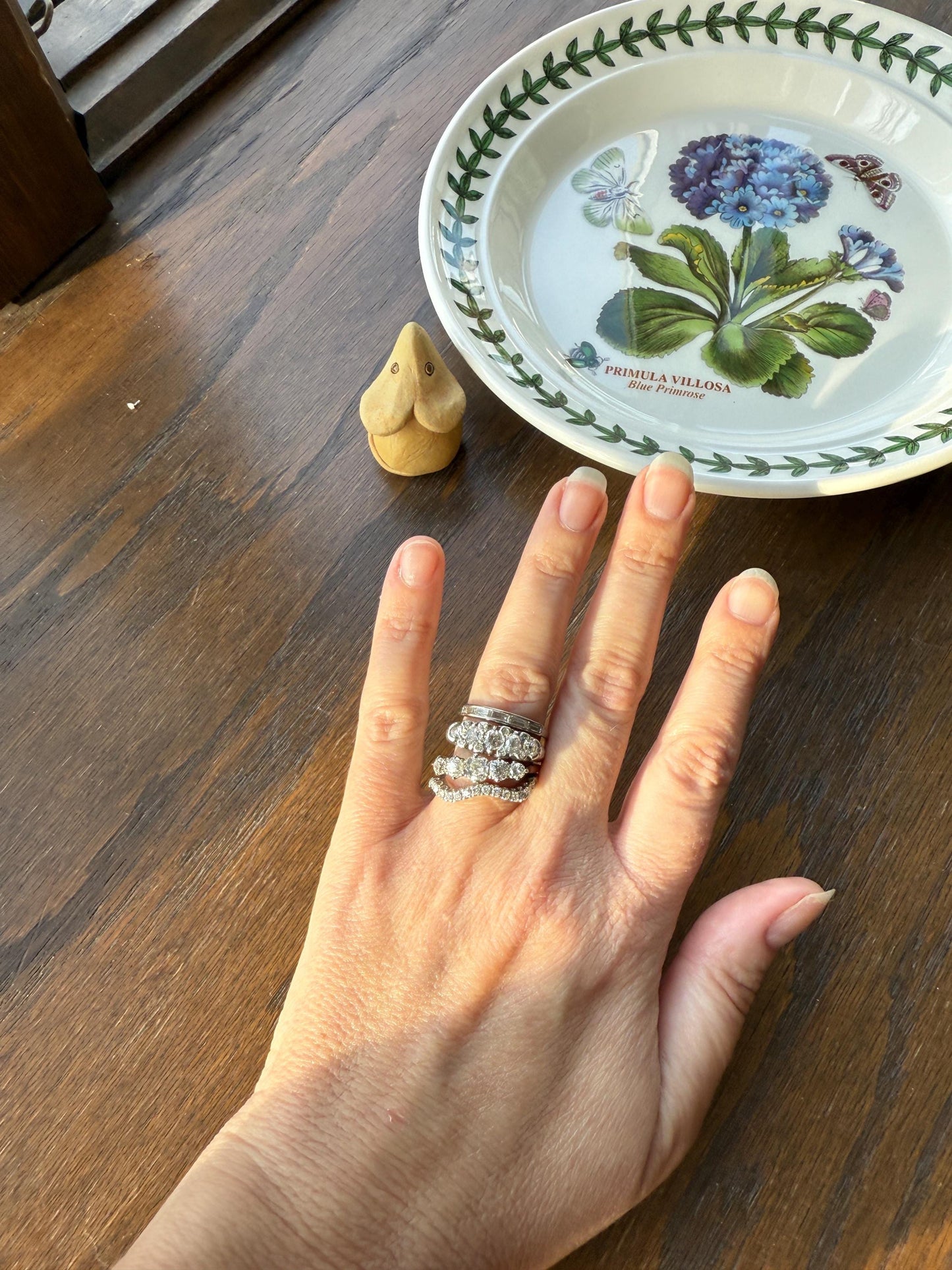 Antique 1.25 Carat Old Mine Cut DIAMOND Five Stone Band Stacker Ring Platinum Wedding Prong Set Stacker Victorian Edwardian