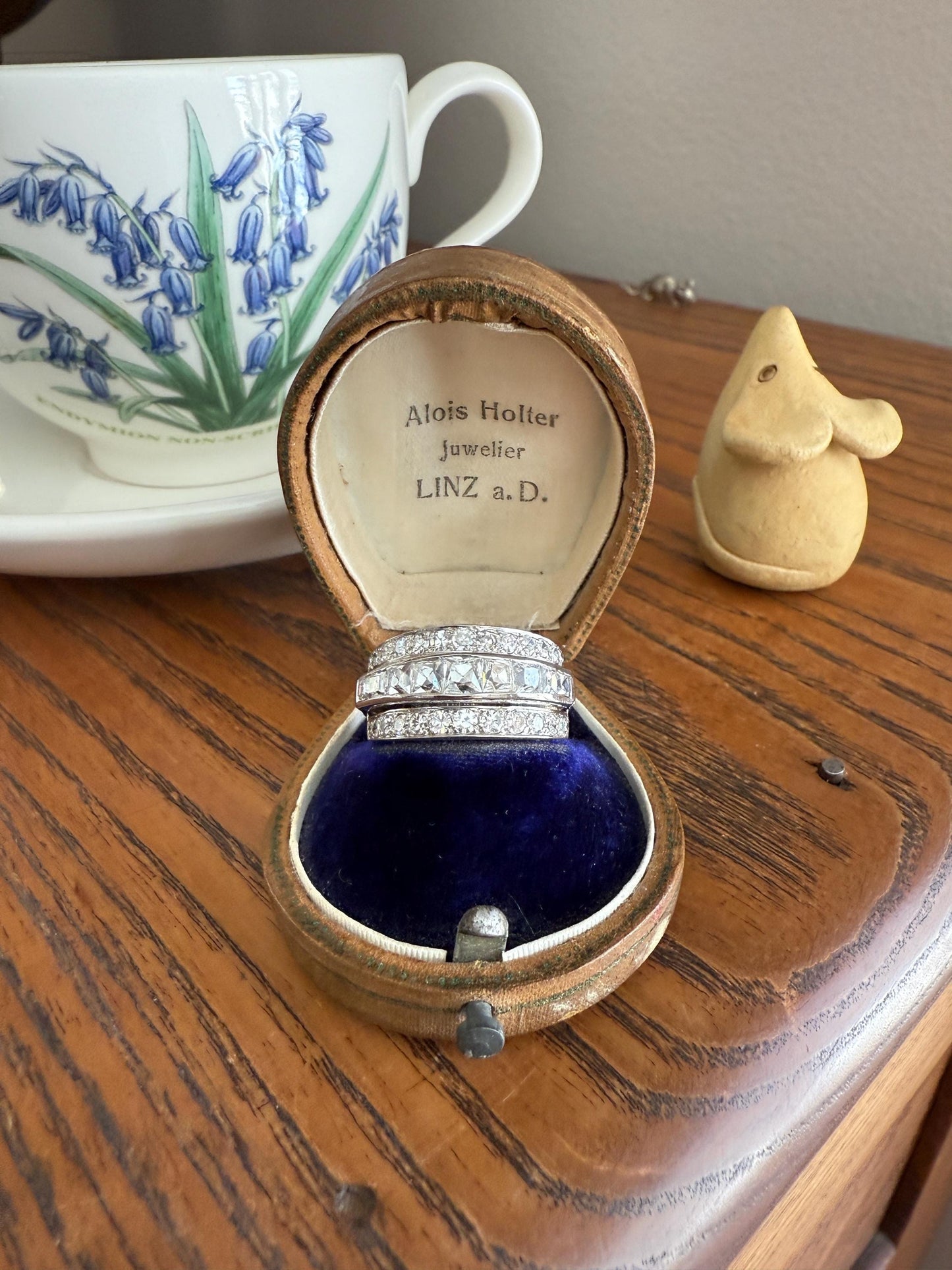 Chunky Vintage 2.3 Carat Old French Cut & Single Cut DIAMOND Triple Row Stepped Wide Band in Platinum Art Deco with Older Stones