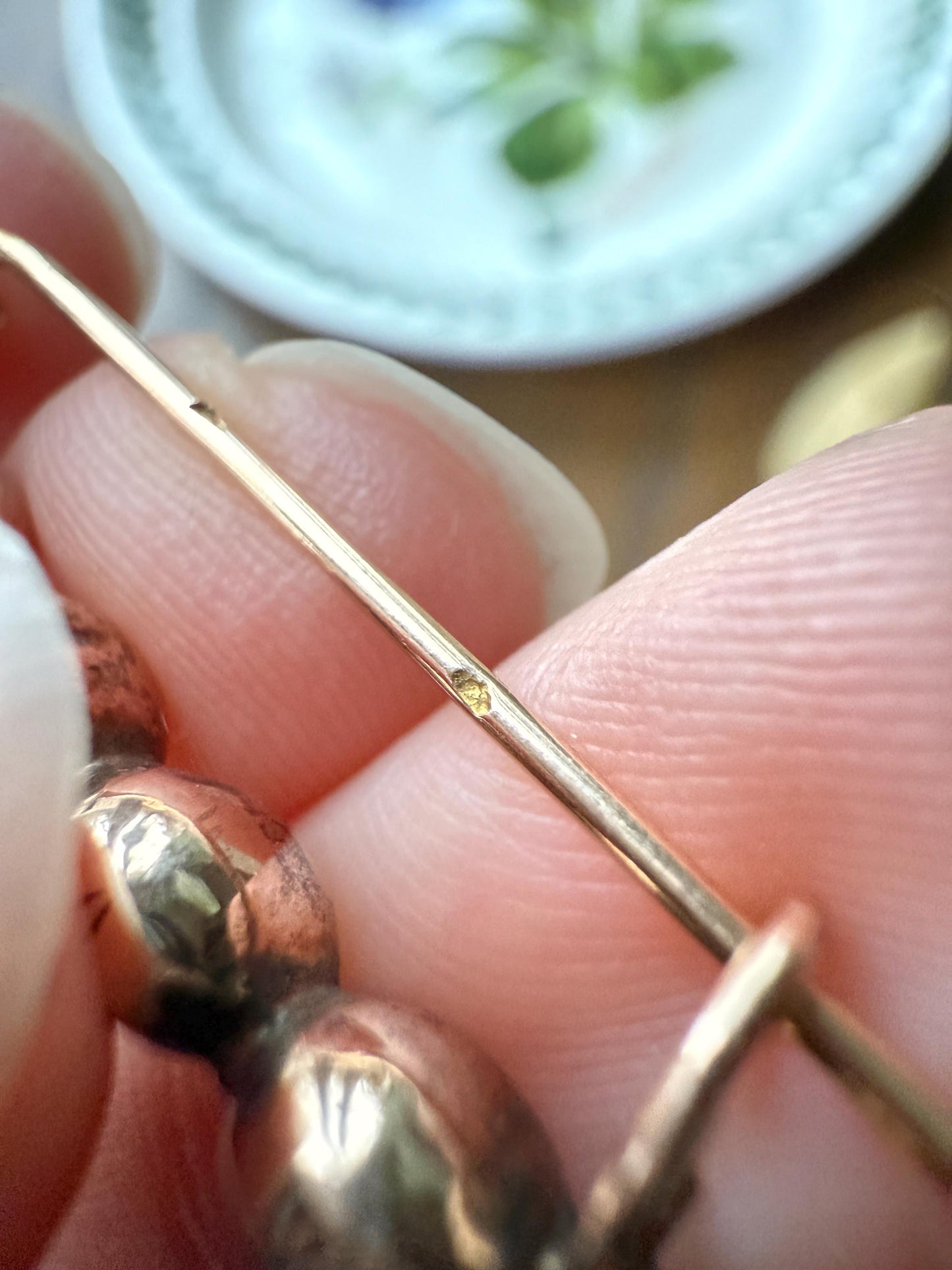 French VICTORIAN Perpignan GARNET Five Stone Bar Brooch Pin 18k Gold Extender Connector for Pendant Conv. Purple Pink Berry Geometric