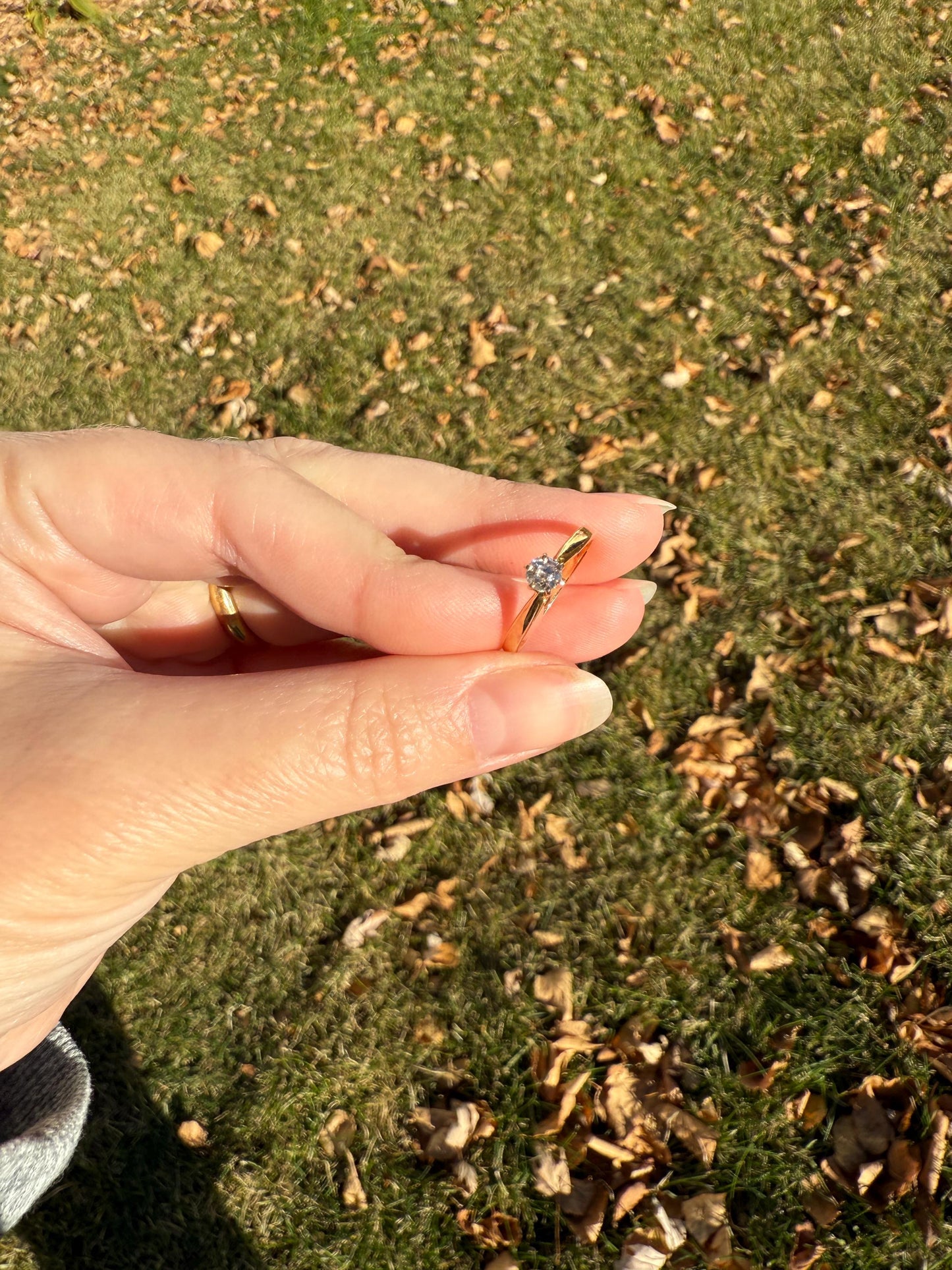 TALL Dainty French Old Mine Cut Diamond Solitaire Engagement Ring 18k Rosy Gold Romantic Gift Belle Epoque Love Stacker Prong Set Minimalist