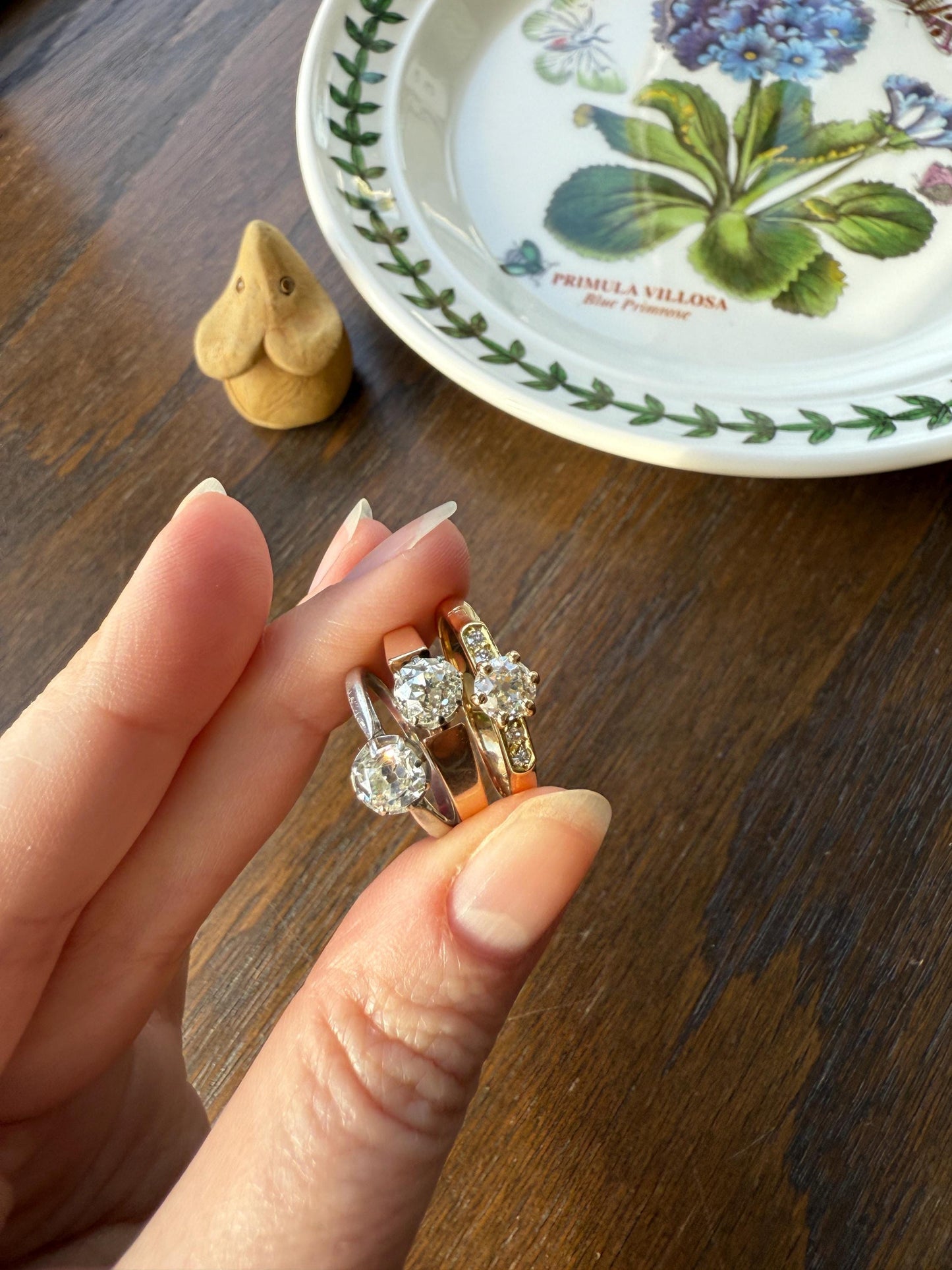 Antique .6 Carat Old Mine Cut Diamond Solitaire Ring Platinum Edwardian Engagement Ring Solitaire Band Stacker