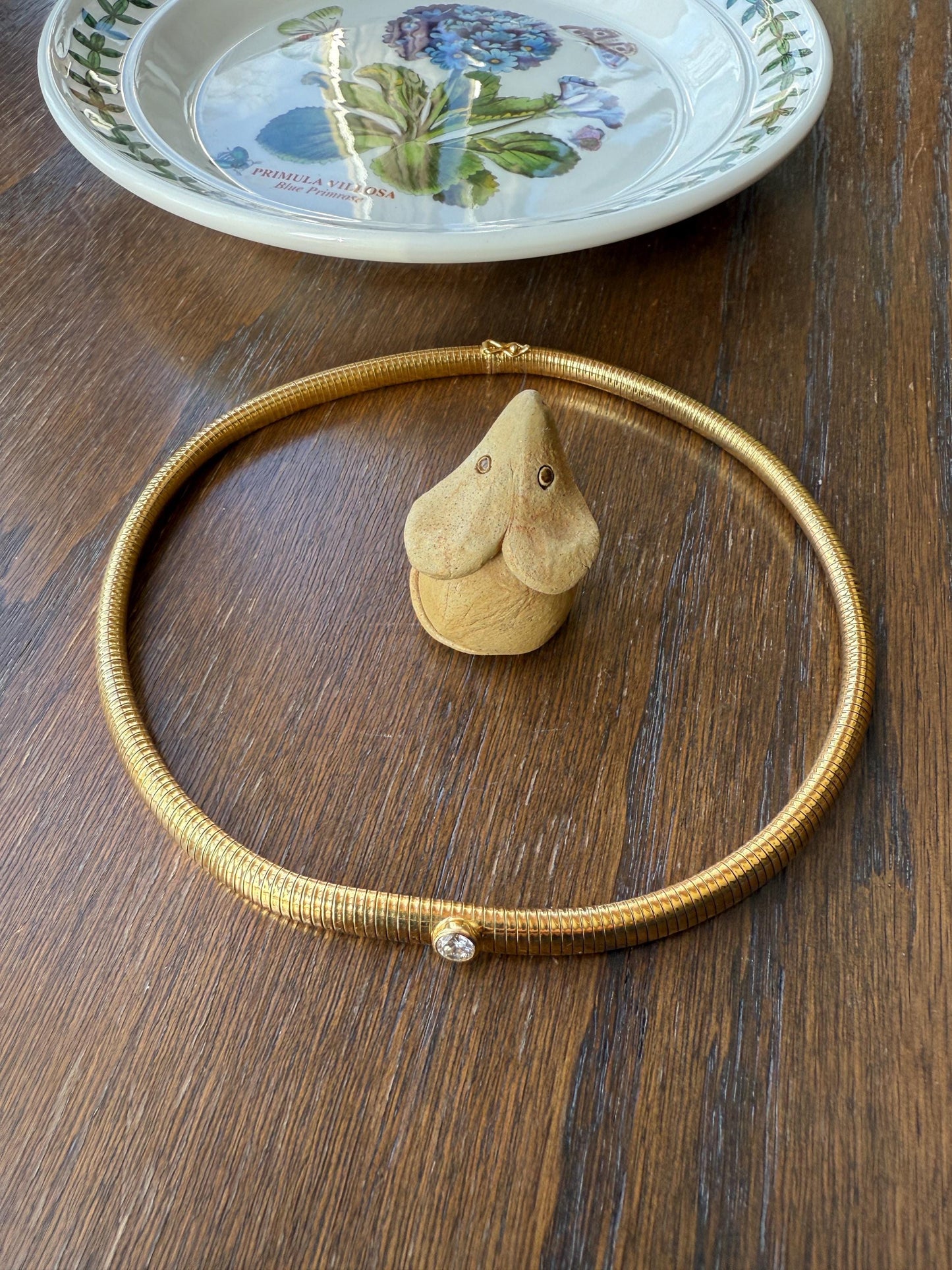 HEAVY Vintage Tubogas Chain 43g 18k GOLD Solid Bezel Set Brilliant Cut DIAMOND French Retro Necklace Springy Chunky 3D Choker