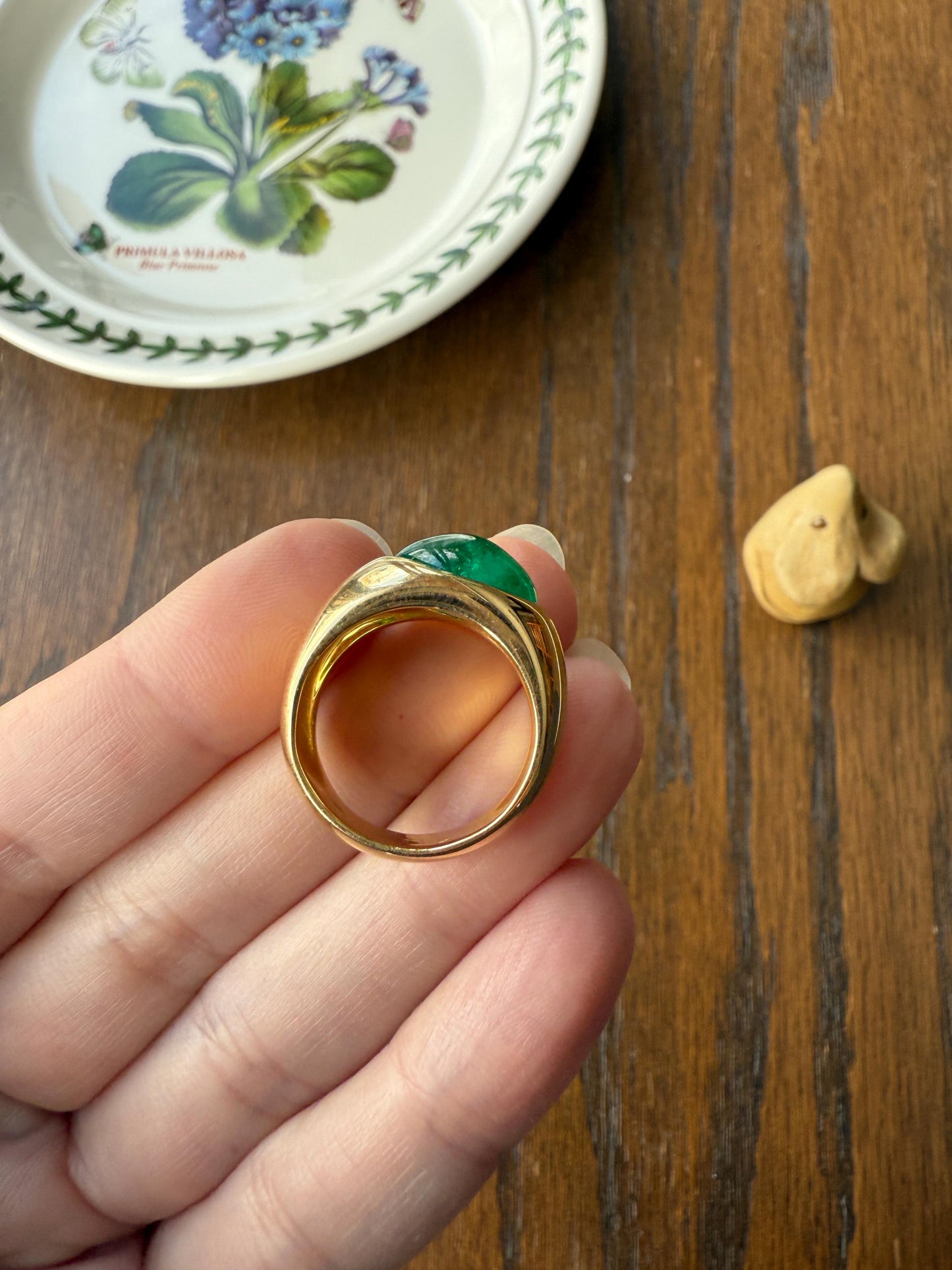 Chunky Green EMERALD East West Green Dome Princess Cut DIAMOND 11g 18k Gold Gypsy Ring French Wide Band Natural Geometric Unique Heavy