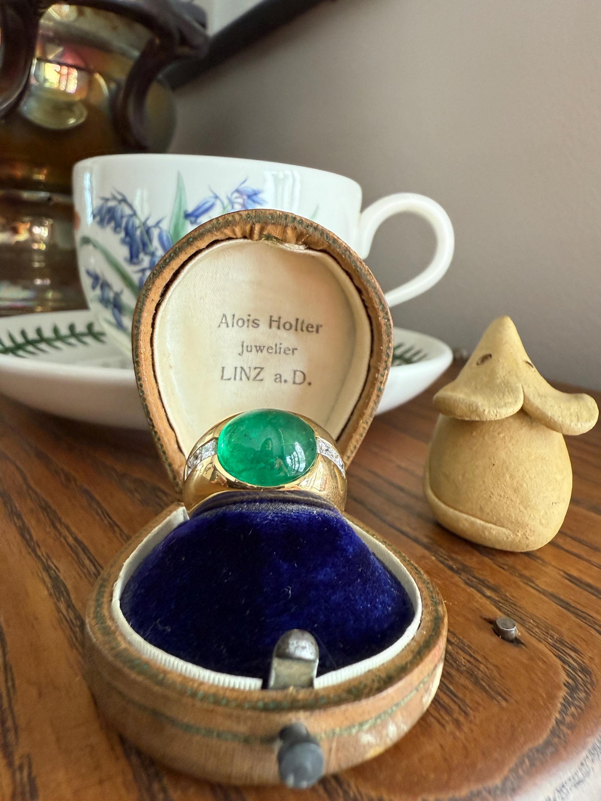 Chunky Green EMERALD East West Green Dome Princess Cut DIAMOND 11g 18k Gold Gypsy Ring French Wide Band Natural Geometric Unique Heavy
