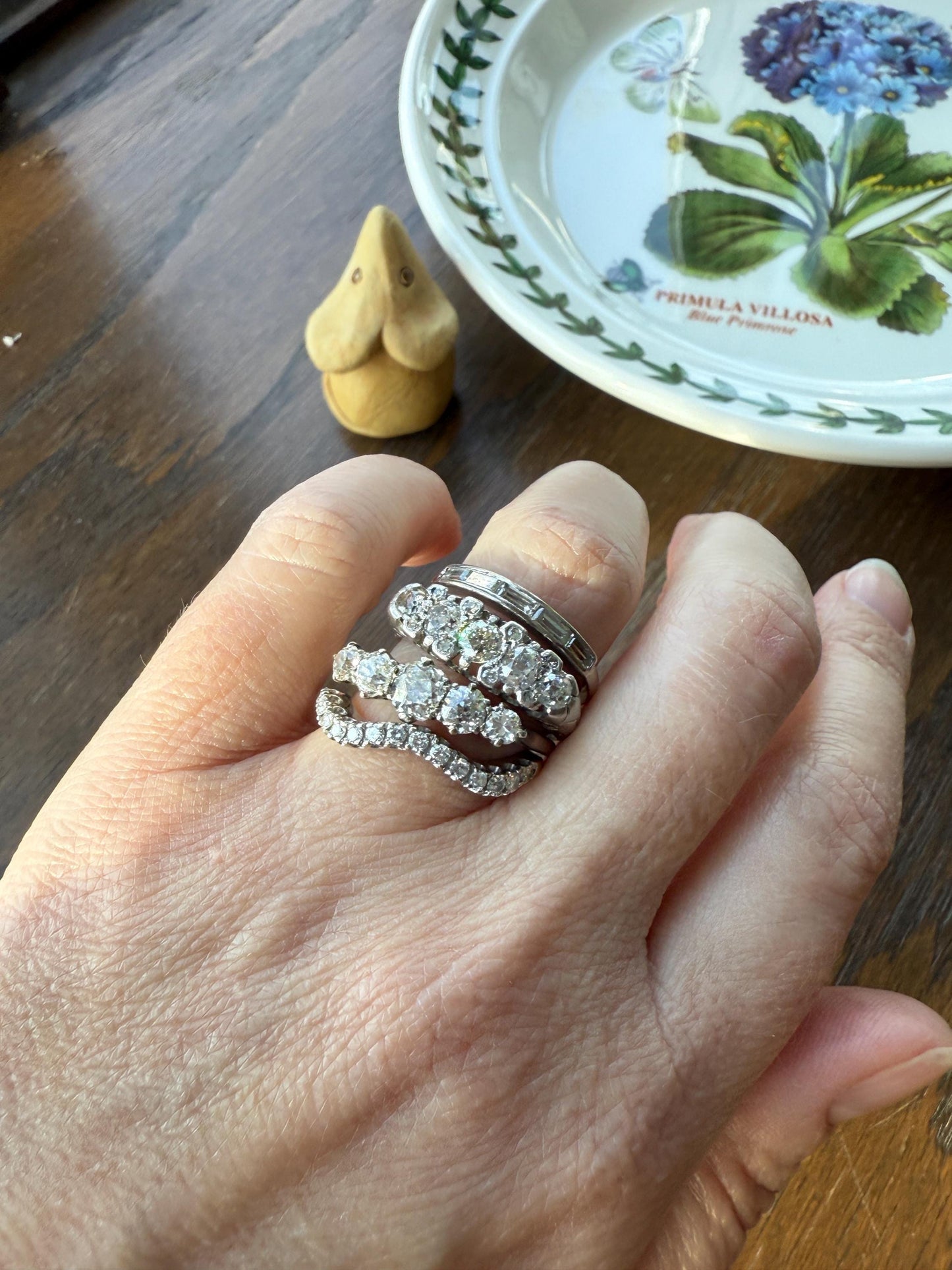 Antique 1.25 Carat Old Mine Cut DIAMOND Five Stone Band Stacker Ring Platinum Wedding Prong Set Stacker Victorian Edwardian
