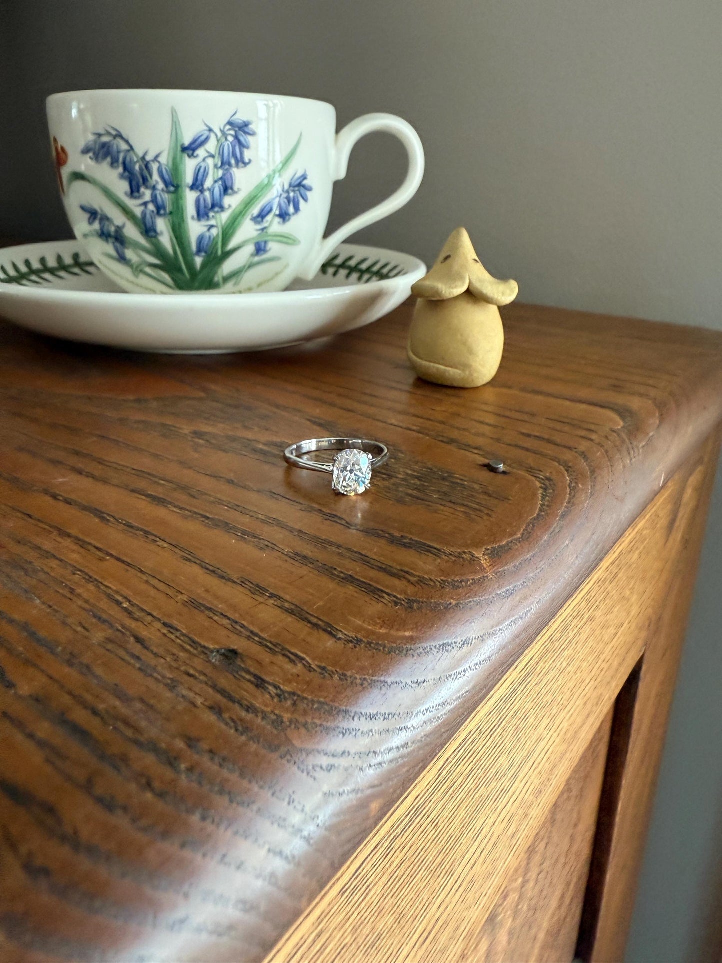 OVAL Antique 1.87 Carat Eye CLEAN Elongated Old Mine Cut DIAMOND Solitaire Engagement Ring w/ cert French 18k White Gold 1.87ct OmC
