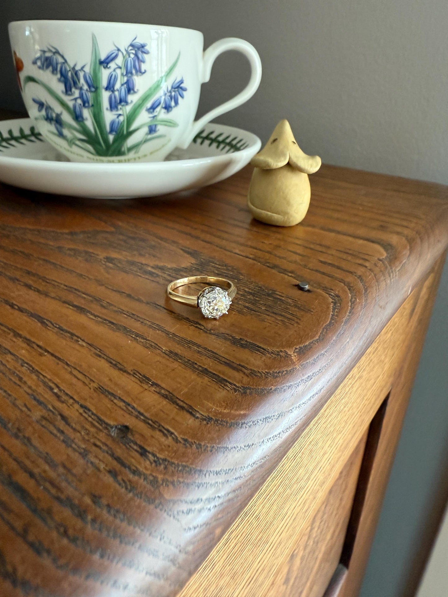 Antique Eye Clean Two Carat Warm Natural Old Mine Cut DiAMOND Solitaire Ring French 18k GOLD Engagement All Original Victorian Setting 2Ctw