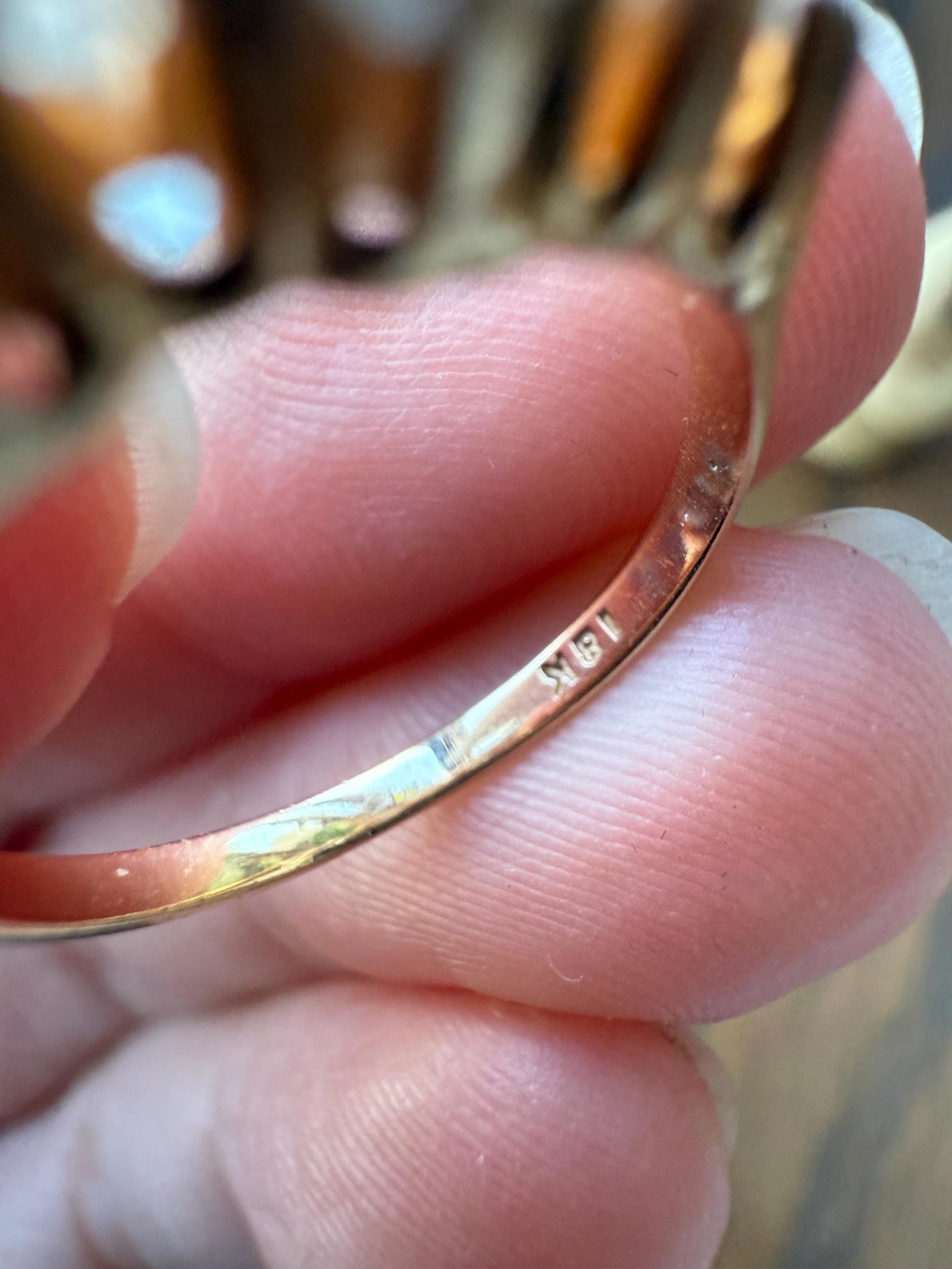 Unique Antique .9 Carat Old Mine Cut Diamond Nine Stone Band Mini Cluster Ring 18k Gold Victorian