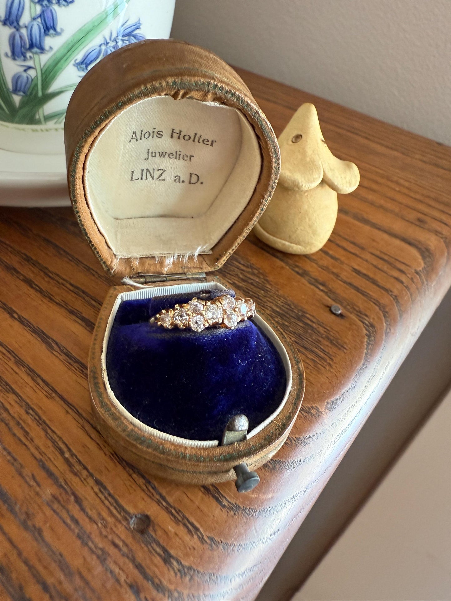Unique Antique .9 Carat Old Mine Cut Diamond Nine Stone Band Mini Cluster Ring 18k Gold Victorian