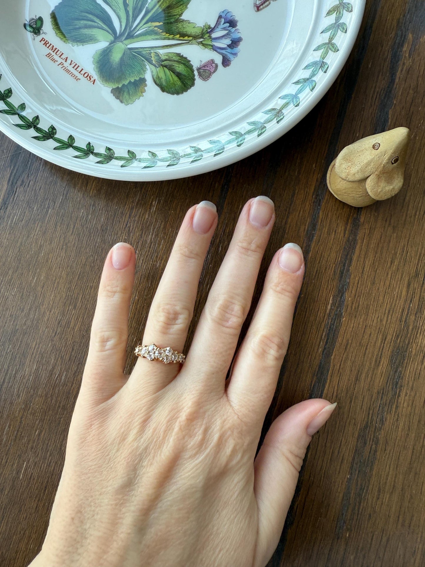 Unique Antique .9 Carat Old Mine Cut Diamond Nine Stone Band Mini Cluster Ring 18k Gold Victorian