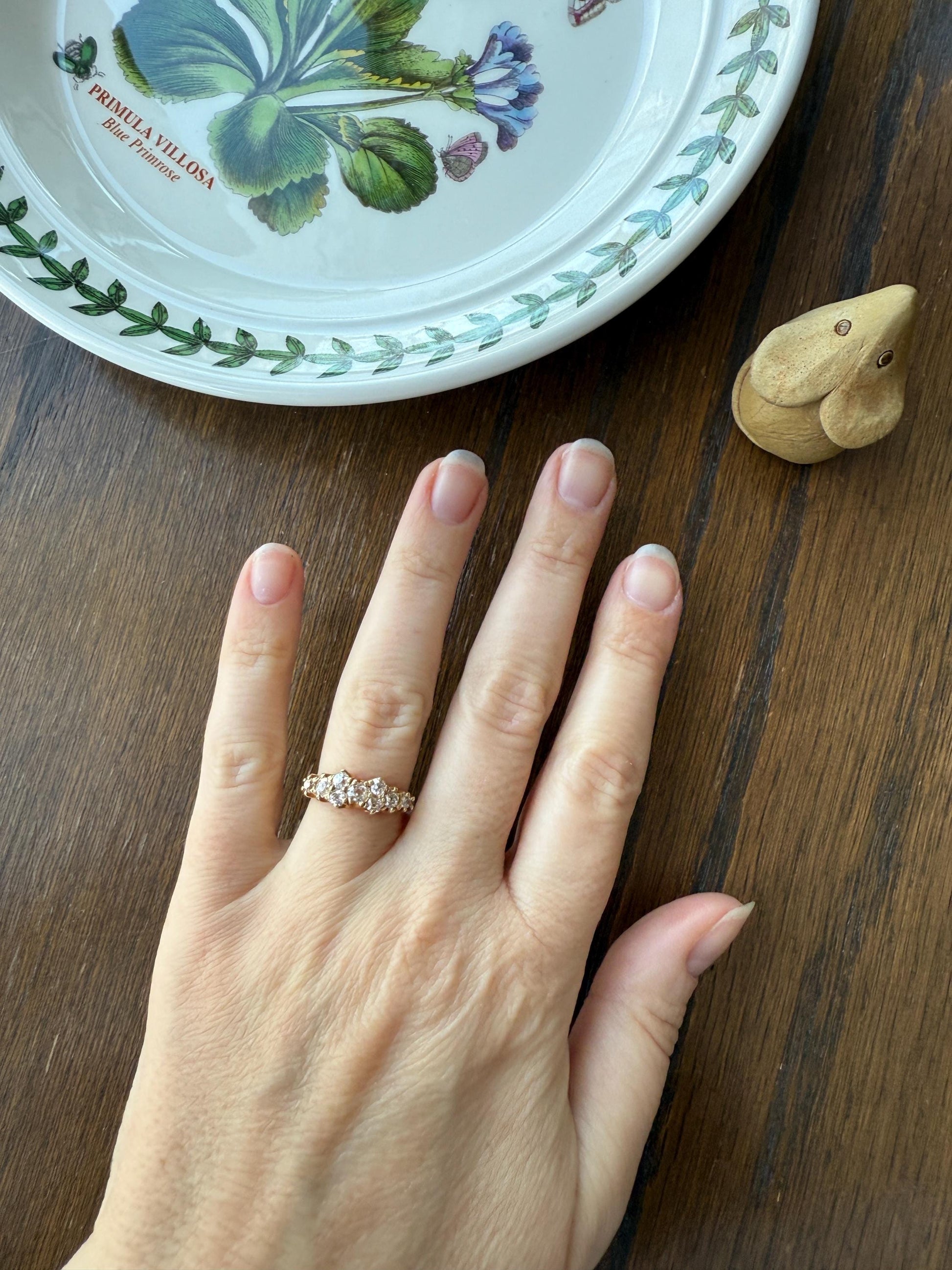 Unique Antique .9 Carat Old Mine Cut Diamond Nine Stone Band Mini Cluster Ring 18k Gold Victorian