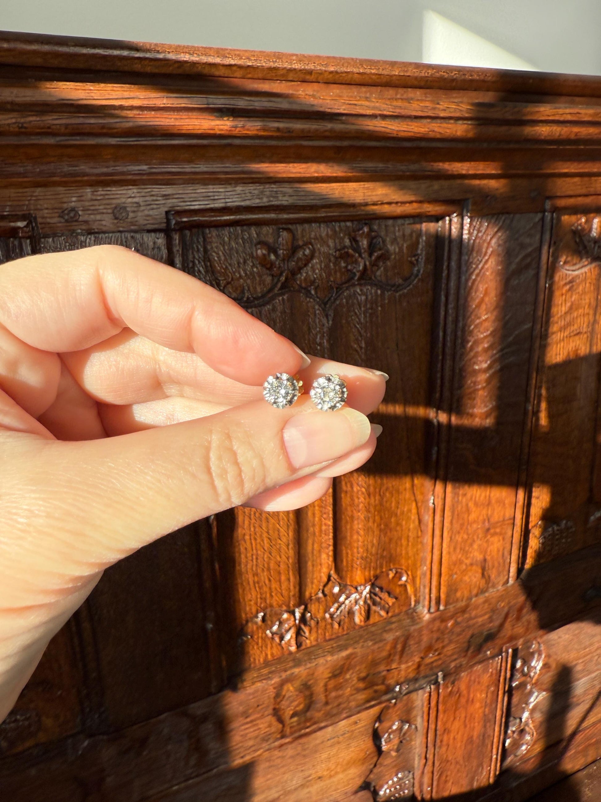 Antique .56 Carat Tdw Old Mine Cut DIAMOND Studs 18k Gold Screw Back Stud EARRINGS French Romantic Gift Belle Epoque Bridal Minimalist