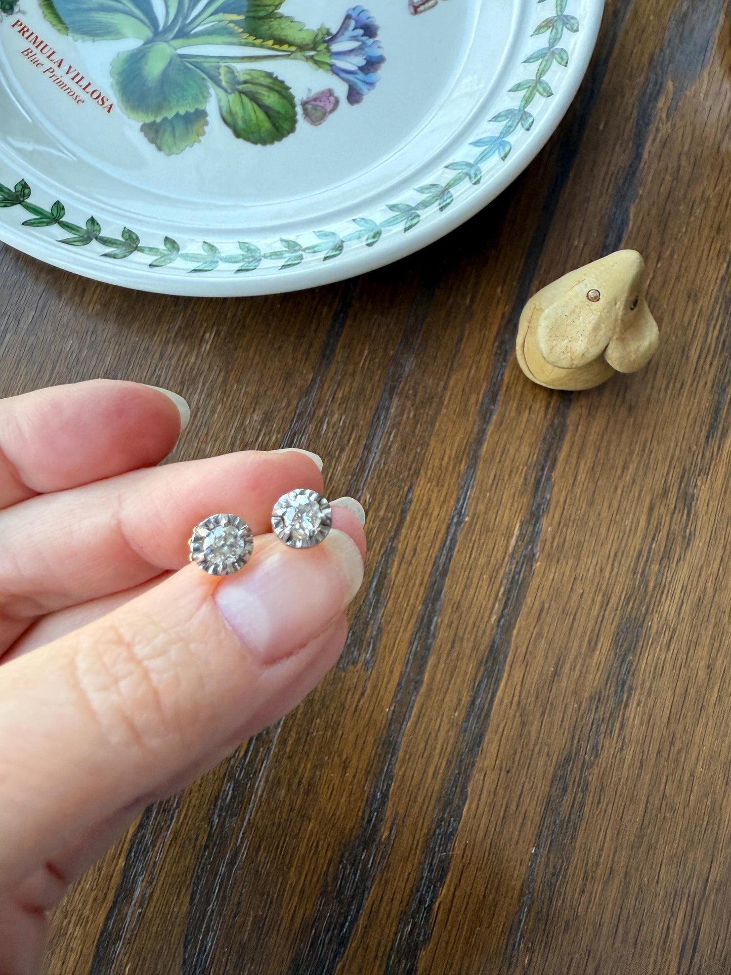 Antique .56 Carat Tdw Old Mine Cut DIAMOND Studs 18k Gold Screw Back Stud EARRINGS French Romantic Gift Belle Epoque Bridal Minimalist