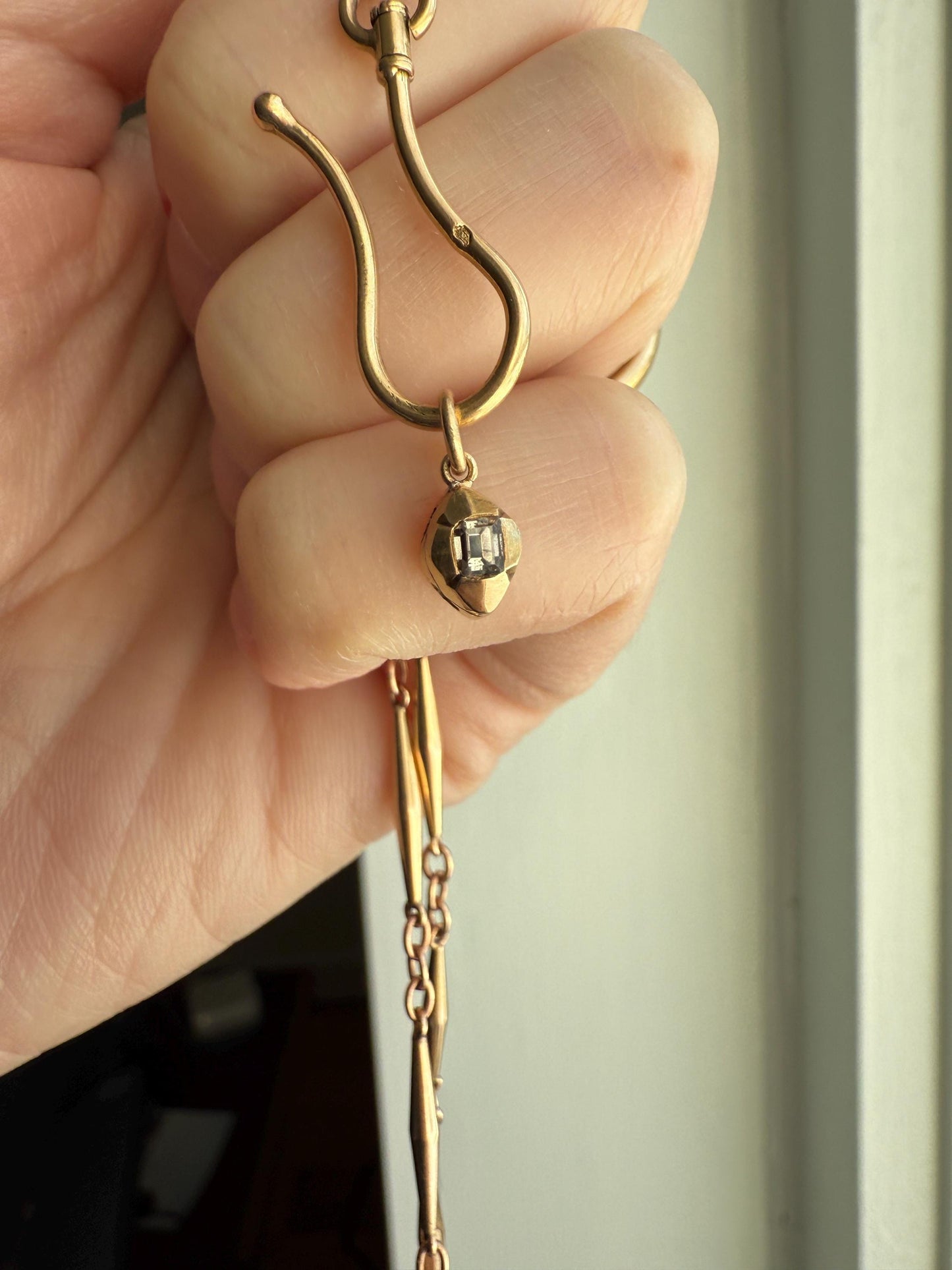 GEORGIAN Era Table Cut DIAMOND Eye Clean Teensiest Tiniest Pendant 18k Gold Pie Crust Bracelet or Necklace Charm Dainty Minimalist Drop