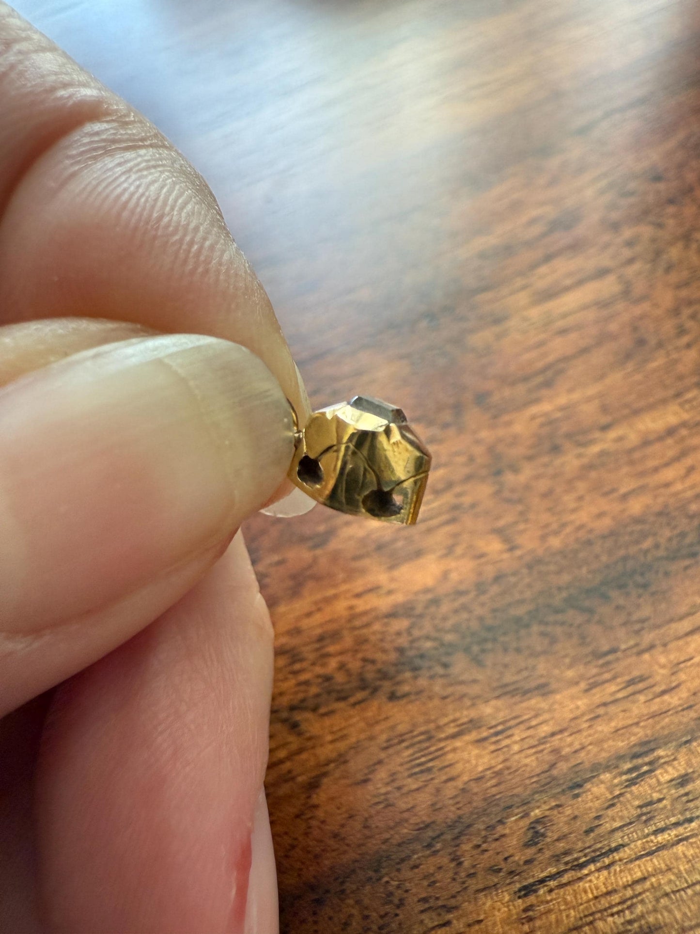 GEORGIAN Era Table Cut DIAMOND Eye Clean Teensiest Tiniest Pendant 18k Gold Pie Crust Bracelet or Necklace Charm Dainty Minimalist Drop