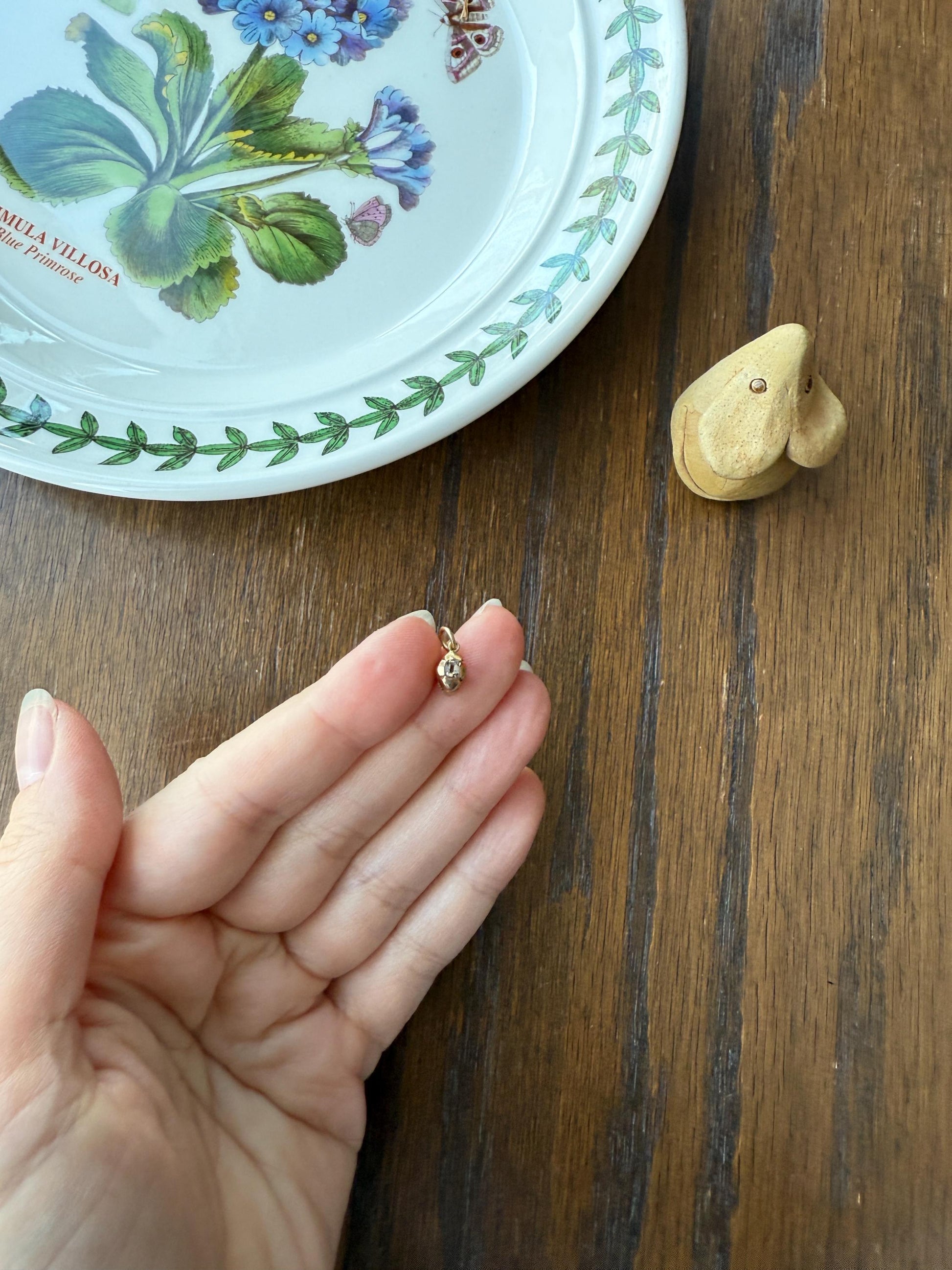 GEORGIAN Era Table Cut DIAMOND Eye Clean Teensiest Tiniest Pendant 18k Gold Pie Crust Bracelet or Necklace Charm Dainty Minimalist Drop