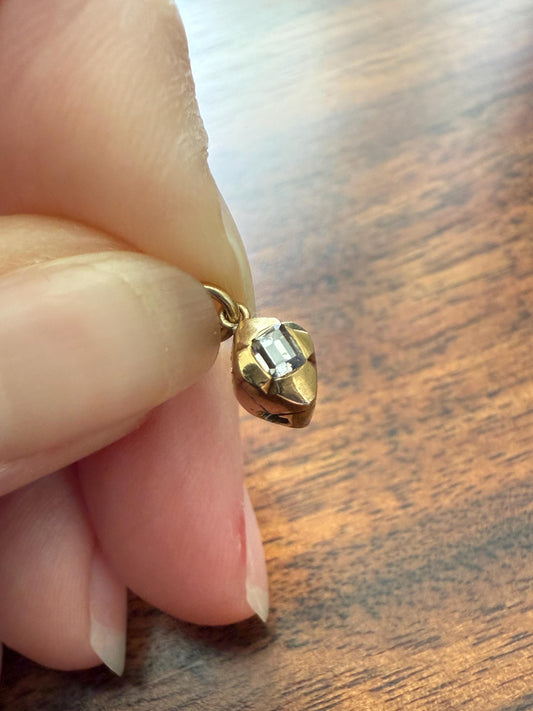 GEORGIAN Era Table Cut DIAMOND Eye Clean Teensiest Tiniest Pendant 18k Gold Pie Crust Bracelet or Necklace Charm Dainty Minimalist Drop