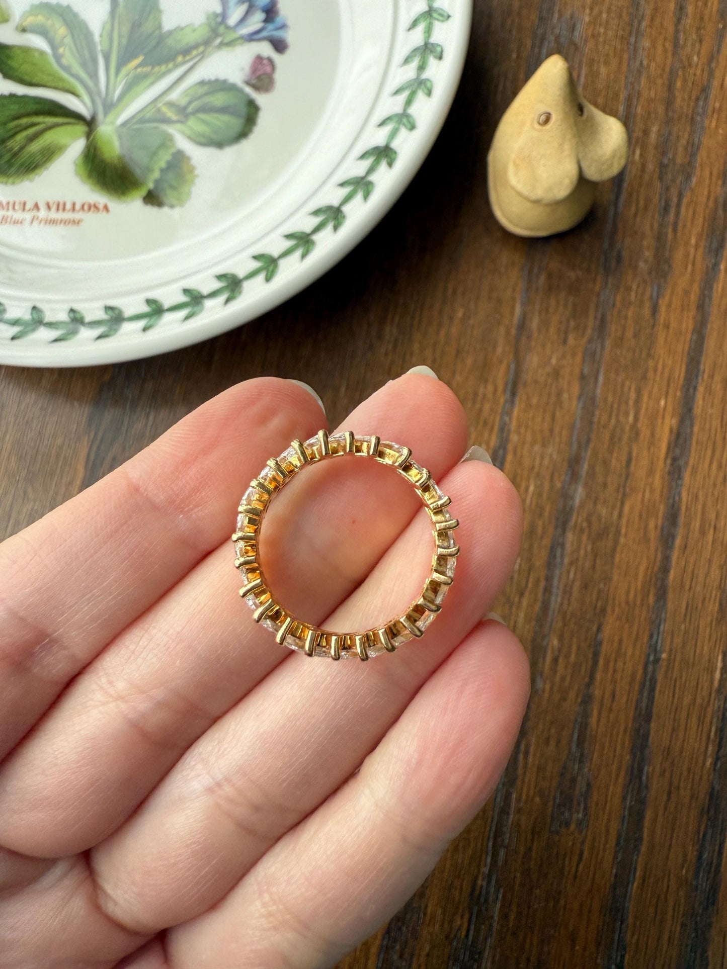 Vintage Two Carats Marquise Navette Cut DIAMOND Full Eternity Hoop Ring 18k Gold French Band Asymmetrical Angled Stacker