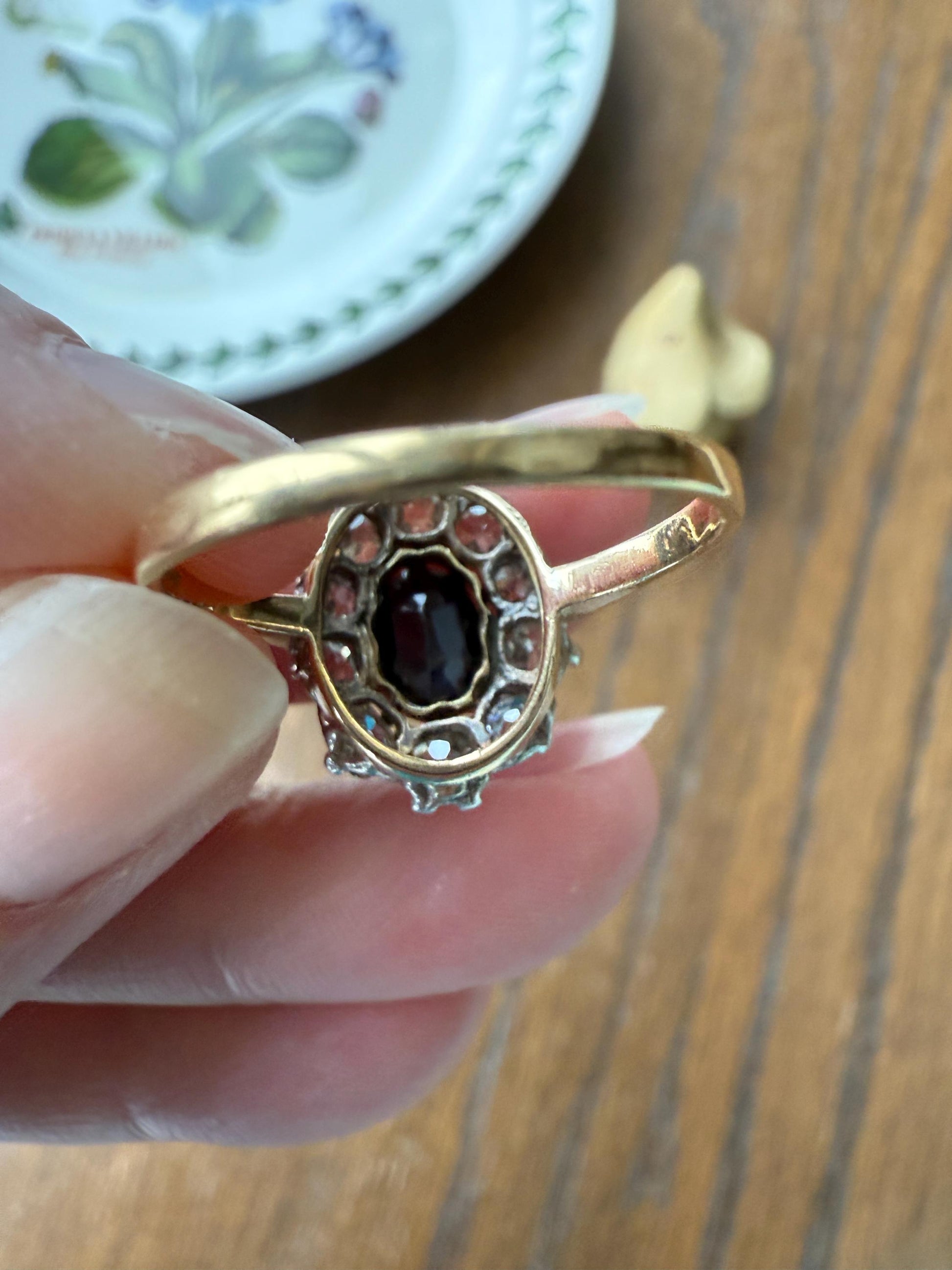 Vintage Natural SAPPHIRE Blue Antique 1.25 Carat Tdw Old Mine Cut DIAMOND Chunky Halo Ring 18k Gold 1.25Ctw OMC