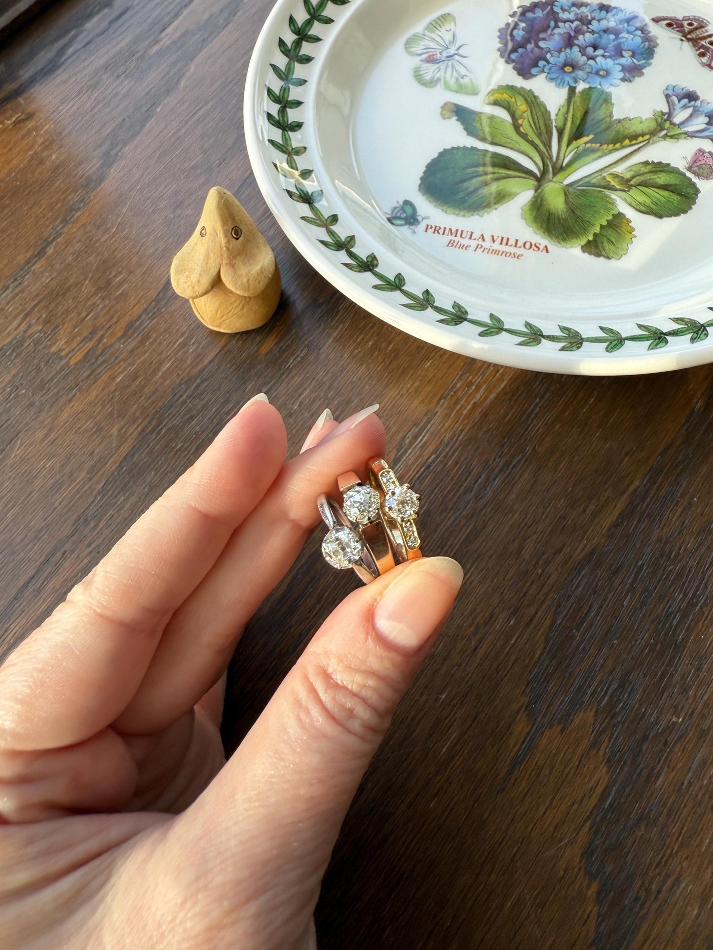 Classic Antique .6 Carat Old Mine Cut Diamond Solitaire & Accents 18k Gold French Victorian Engagement Ring Band Minimalist Stacker OMC