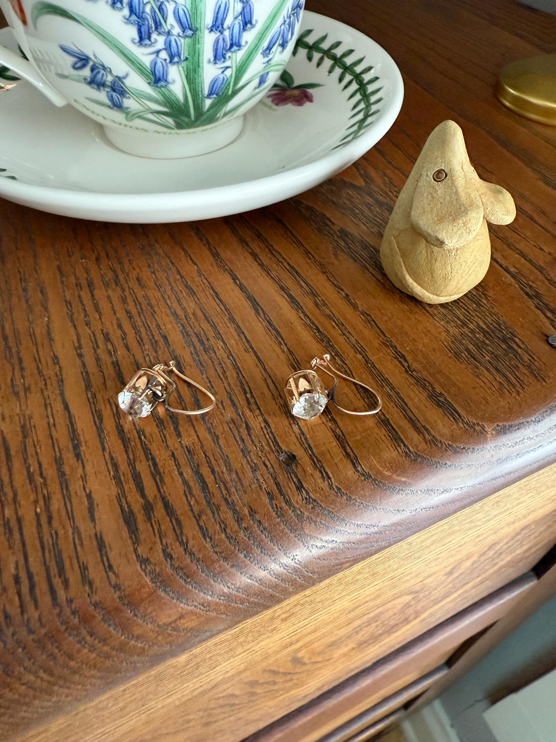 HEARTS 3.3 Carat Super Chunky Old Cut Paste Dangle Earrings 14k Gold Romantic Gift Bridal Something Old Wedding Jewelry Figural