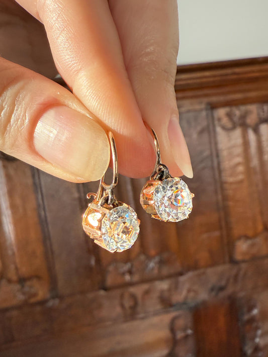 HEARTS 3.3 Carat Super Chunky Old Cut Paste Dangle Earrings 14k Gold Romantic Gift Bridal Something Old Wedding Jewelry Figural