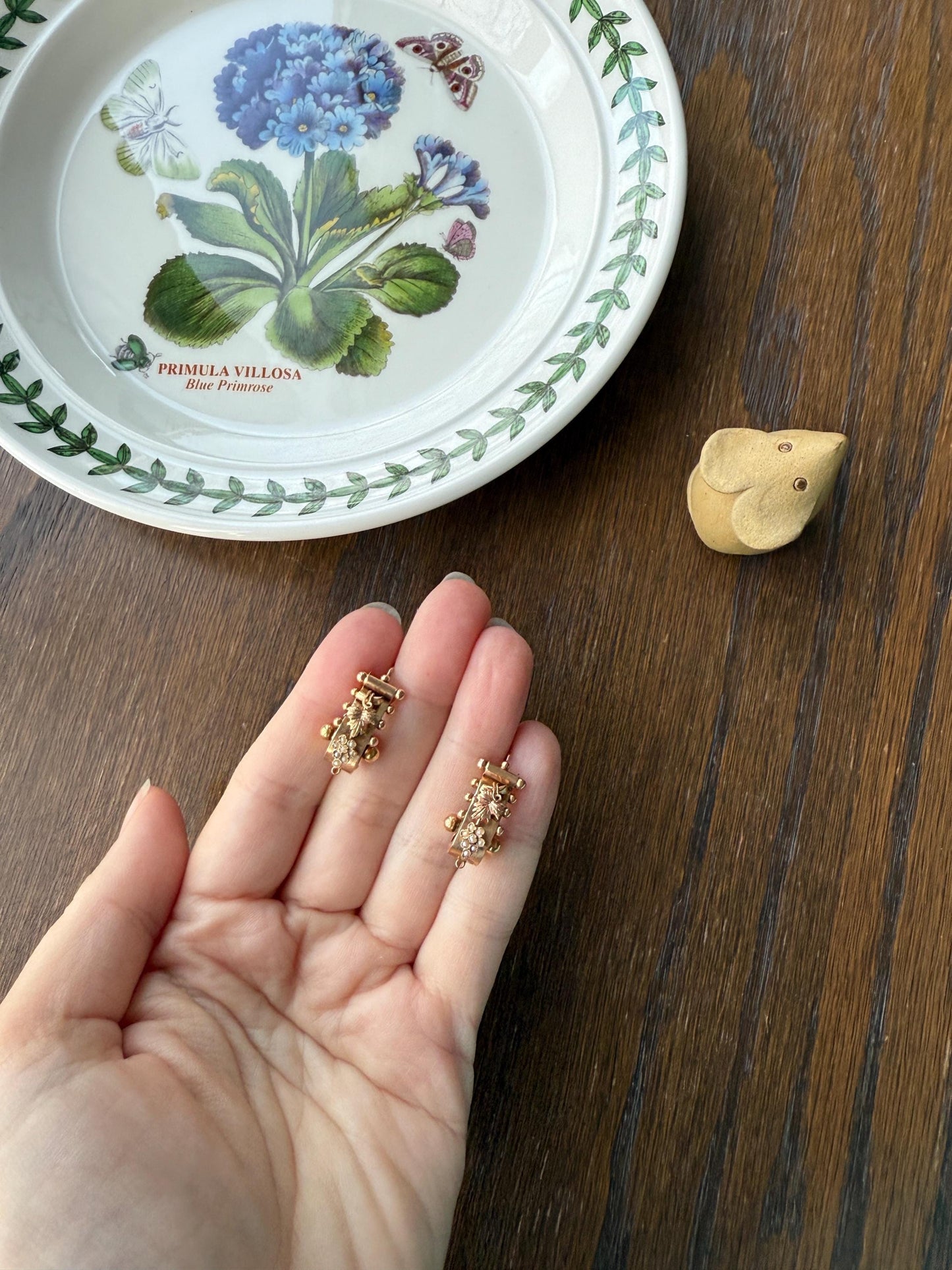 GRAPES Leaf Vine Seed Peral French Regional Antique 18k GOLD Solid Poissarde Dangle EARRINGS Ball Rivet Victorian Etruscan Gift Belle Epoque