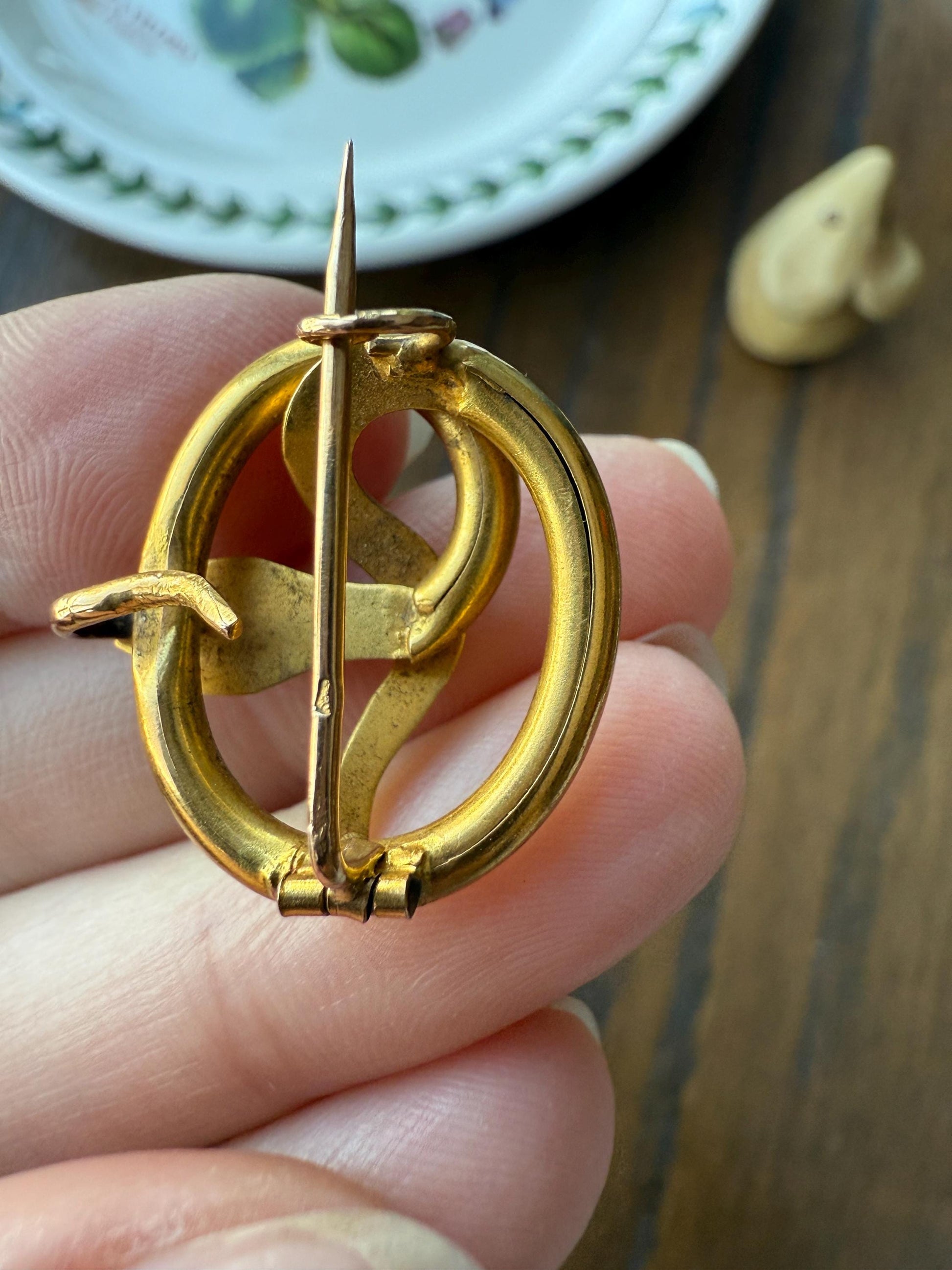 SNAKE Victorian Antique Figural 18k Gold Solid French Brooch w/ Pendant Holder Extender Connector Green Emerald Head Ruby Eyes