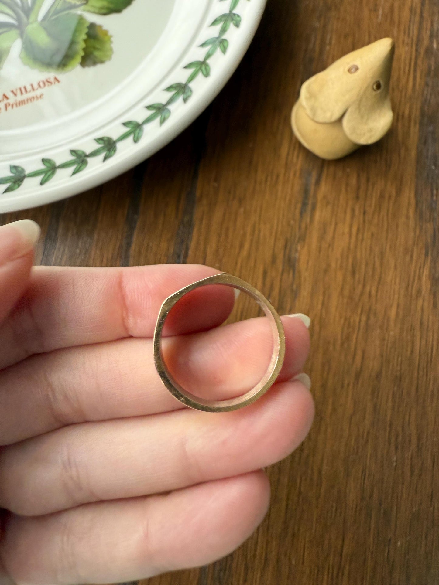 Vintage LETTER H Initial Signet Ring Chunky French 6.2g 18k Gold Geometric Linear Man Cigar Band Unisex Art Deco Antique